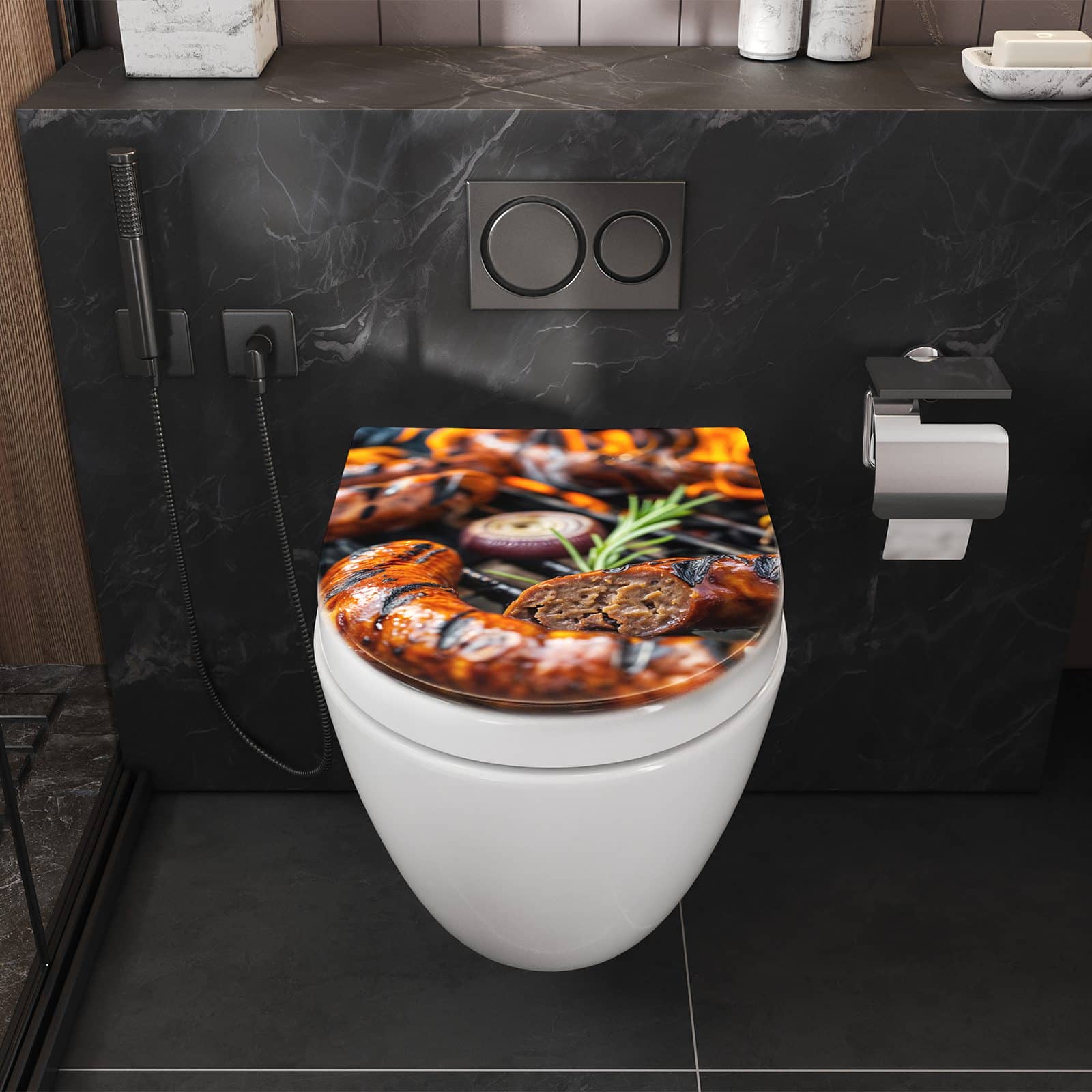 WC-Sitz mit Absenkautomatik Grillwurst B B Q