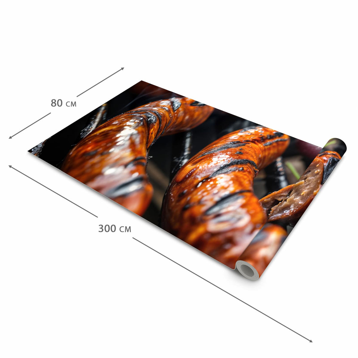 Hygienischer rutschfester Teppich mit Motiv Grillwurst B B Q in der Grösse 60x90 cm