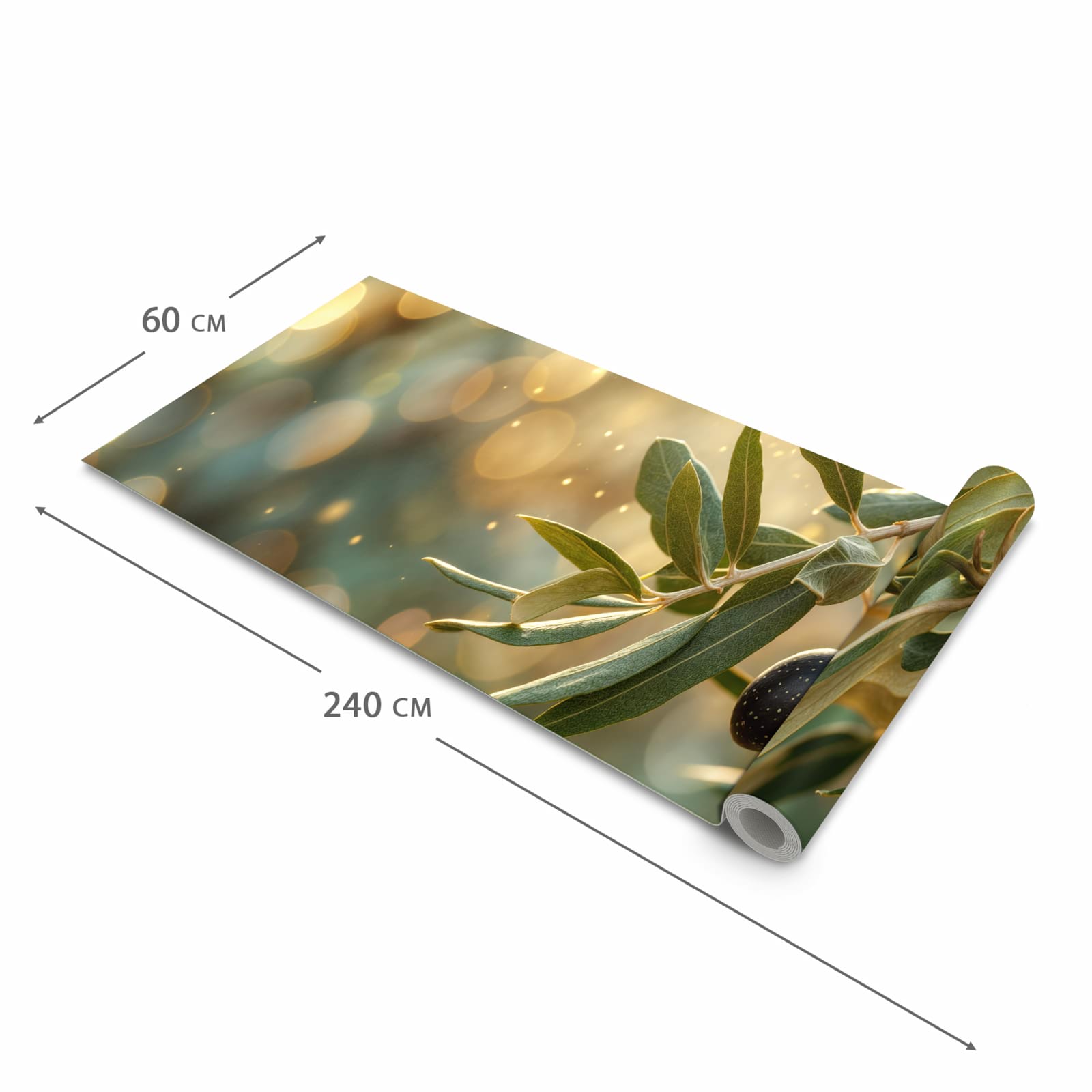 Bodenschonender Küchenteppich mit Motiv Olivenzweig in der Grösse 60x90 cm