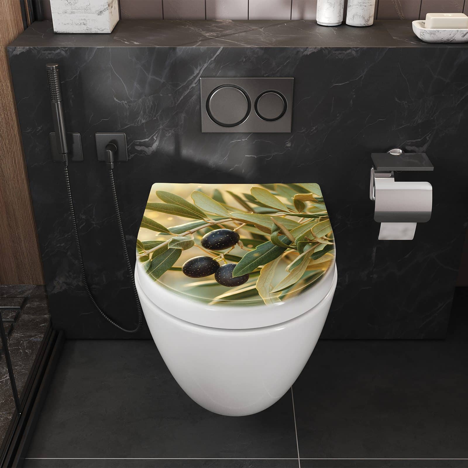 WC-Sitz mit Absenkautomatik Olivenzweig