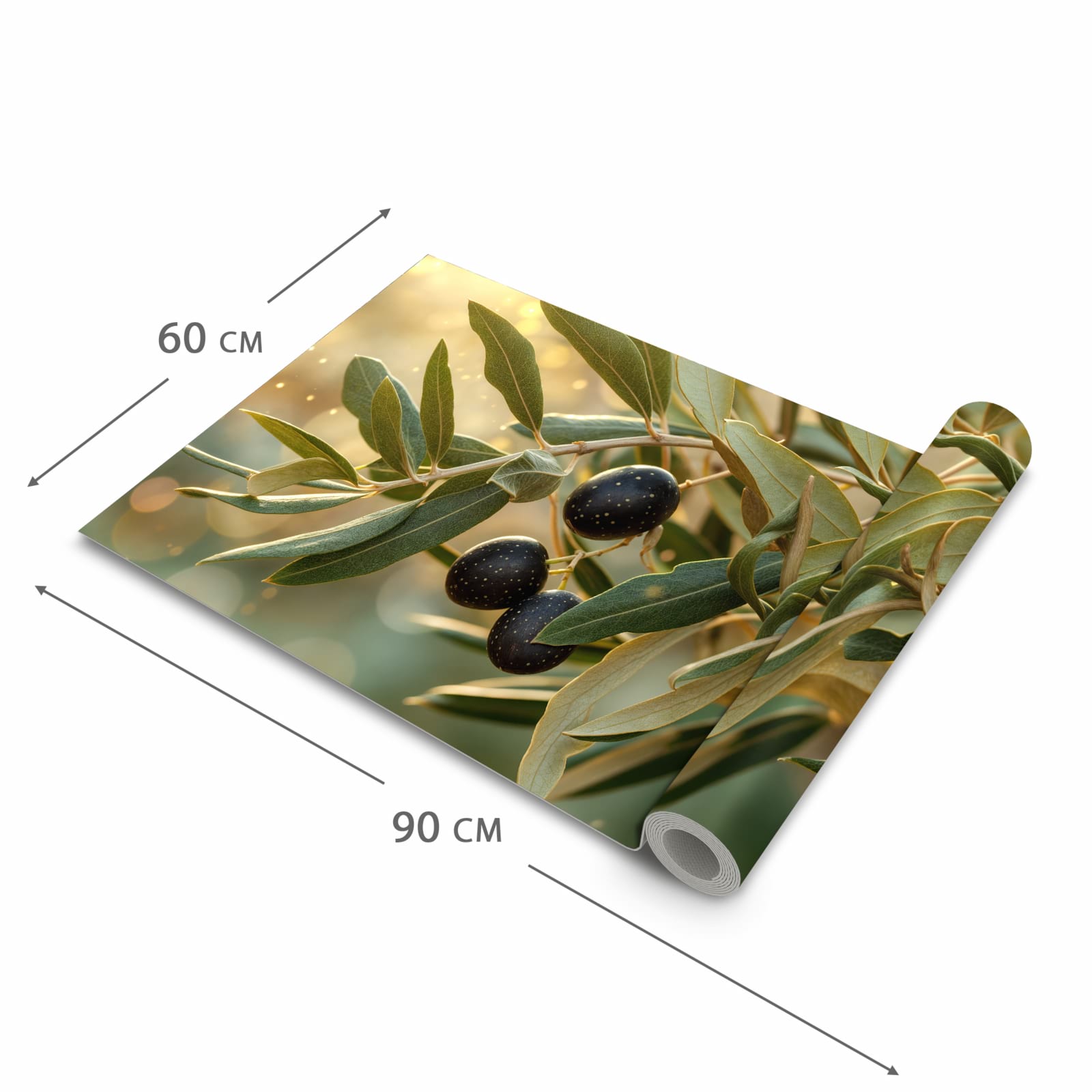 Küchenteppich mit Motiv Olivenzweig in der Grösse 60x90 cm für sichere Aufbewahrung