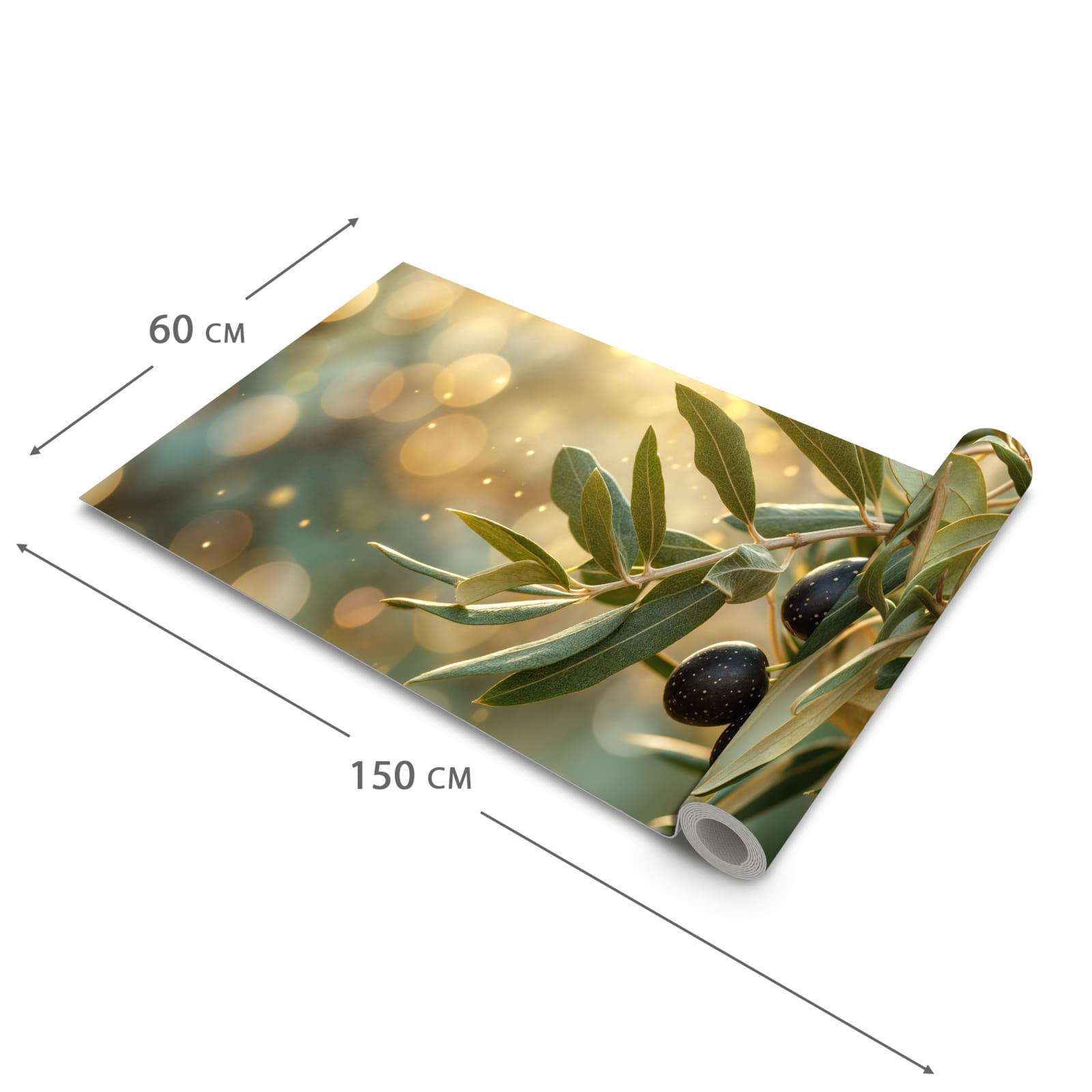 Bodenschonender Küchenteppich mit Motiv Olivenzweig in der Größe 60x90 cm