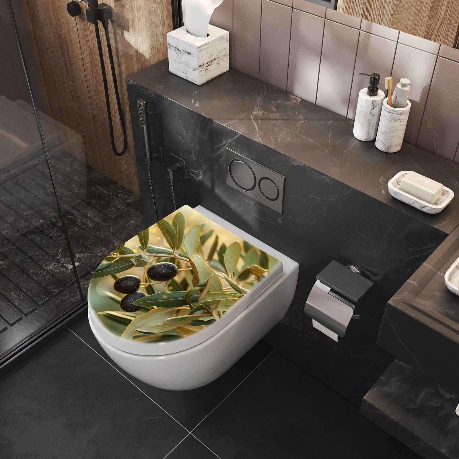 WC-Sitz mit Absenkautomatik Olivenzweig