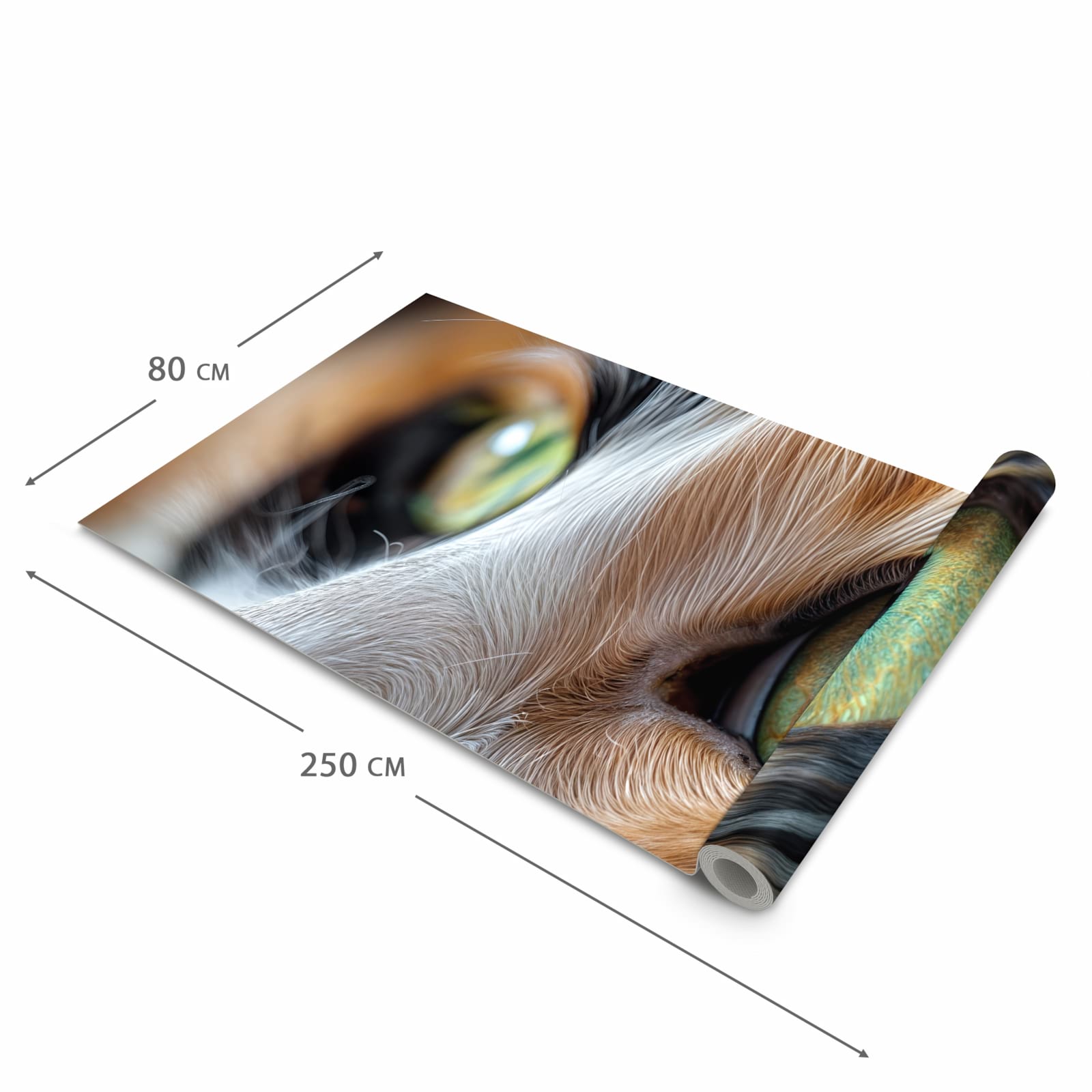 Hygienischer Küchenläufer nach Maß mit Motiv Katzenaugen in der Größe 60x300 cm