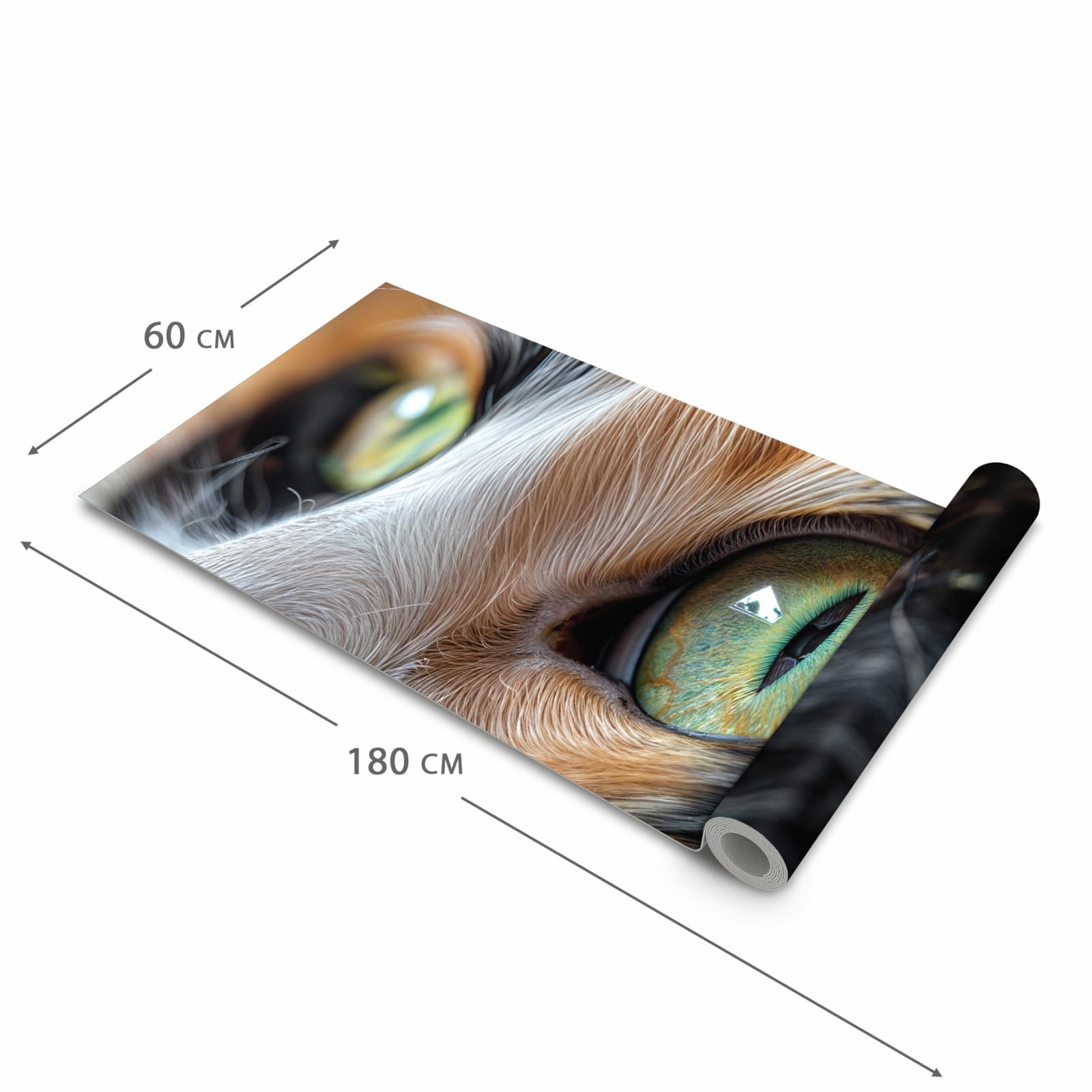 Flacher rutschfester Küchenläufer mit Motiv Katzenaugen in der Grösse 60x300 cm