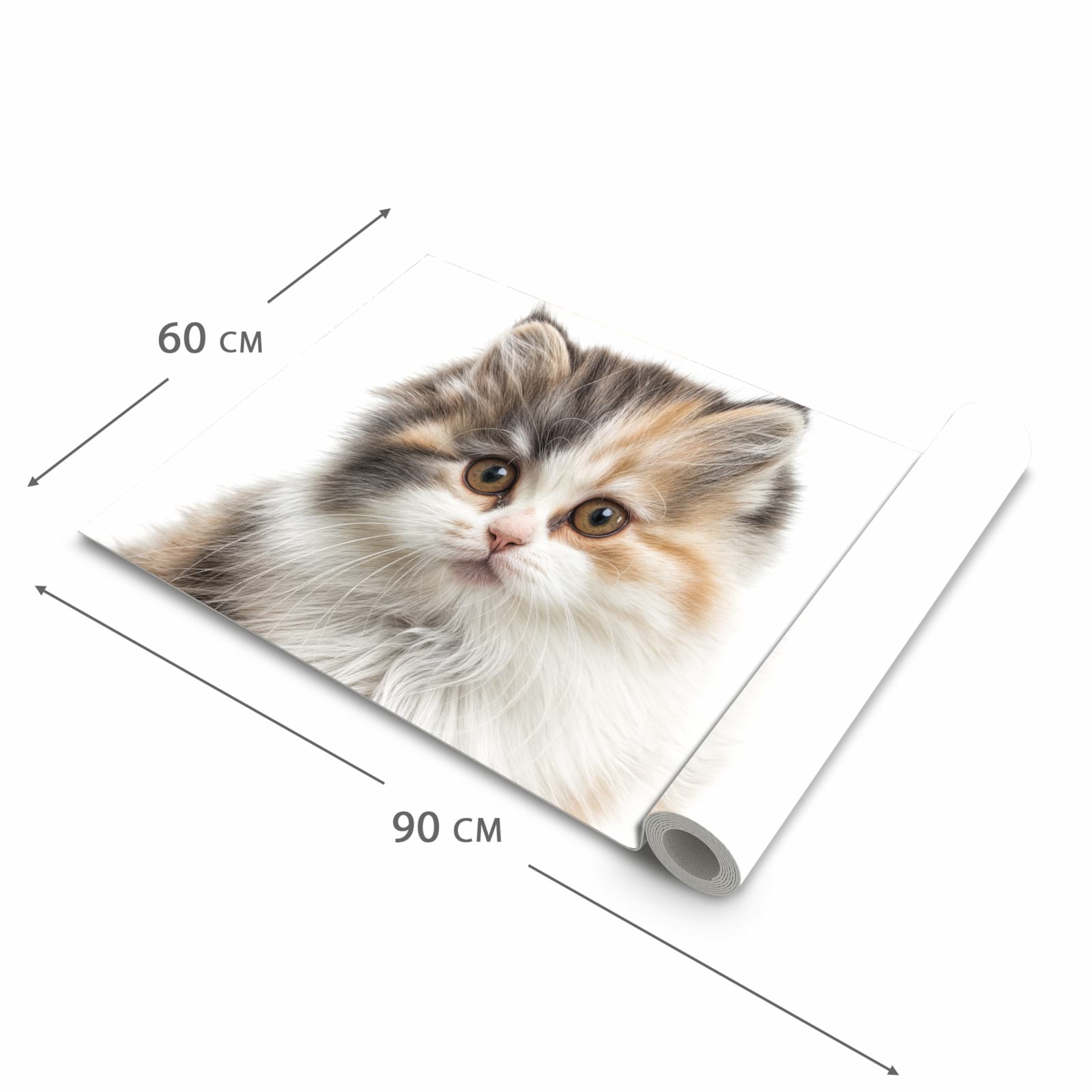Hygienischer rutschfester Läufer mit Motiv Flauschige Katze in der Grösse 60x270 cm
