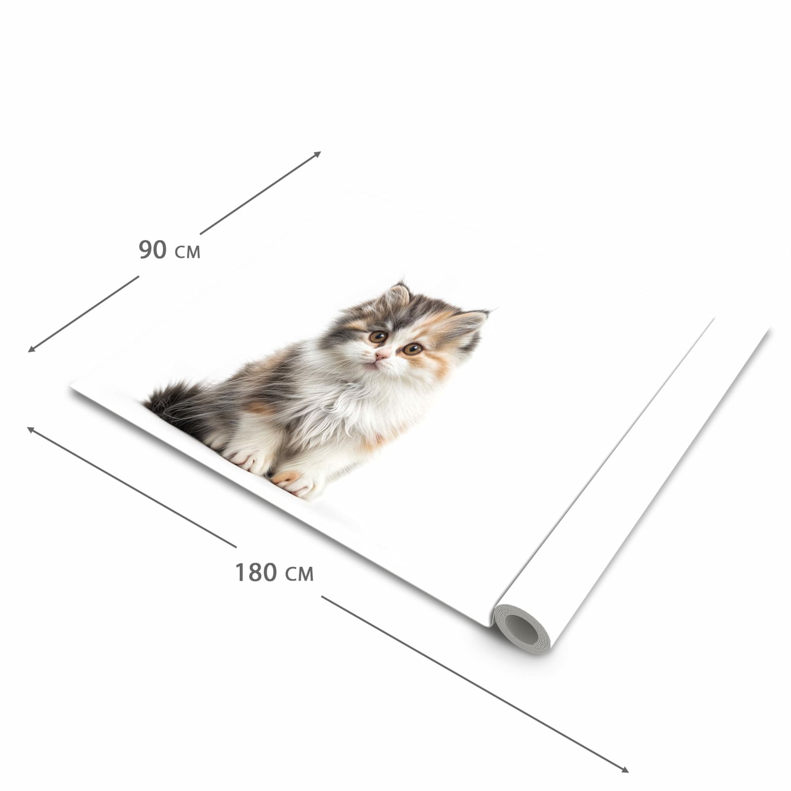 Feuchtigkeitsresistenter waschbarer Teppich Esstisch mit Motiv Flauschige Katze in der Grösse 60x300 cm