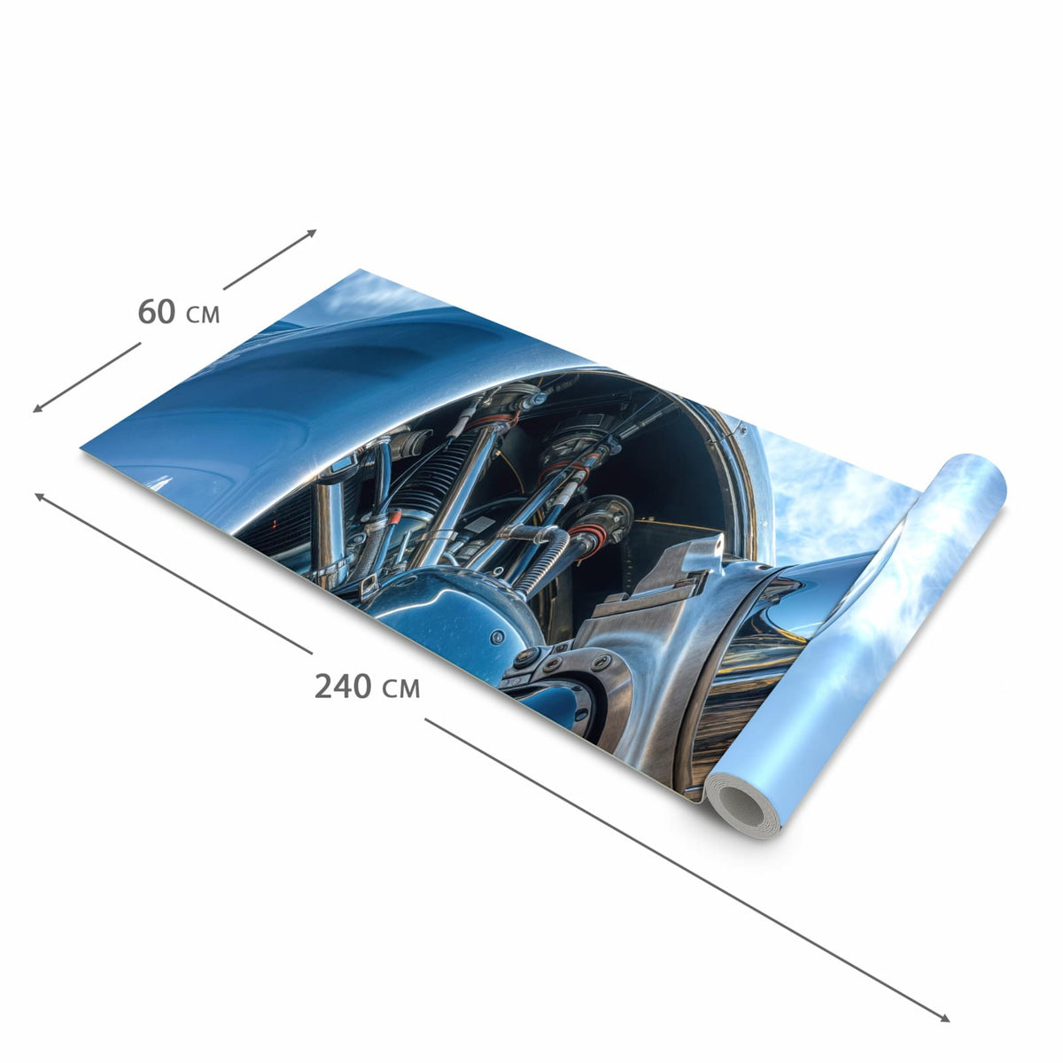 Zeitsparender Küchenteppich mit Motiv Flugzeugmotor in der Grösse 60x270 cm