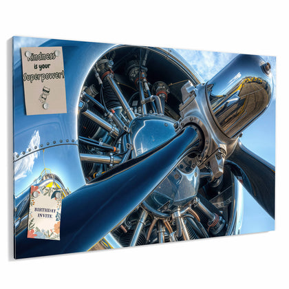 Metall Magnettafel mit dem Motiv Propeller aus Chrom