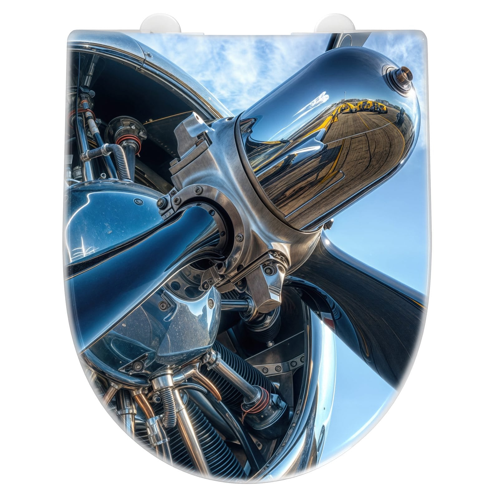 WC-Sitz mit Absenkautomatik Flugzeugmotor