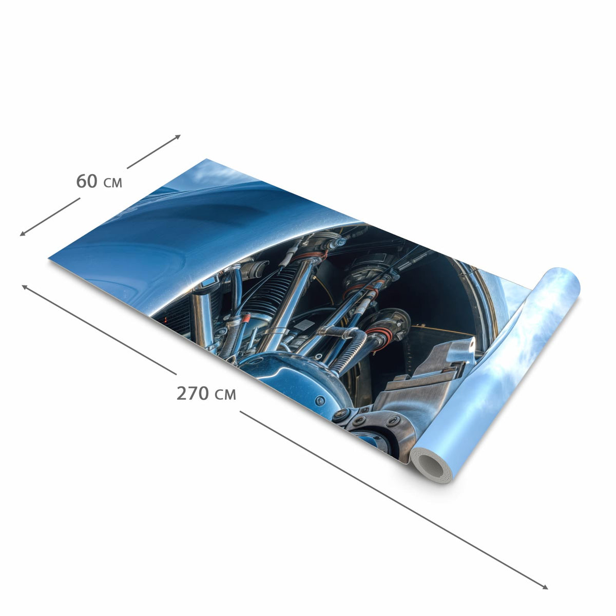 Geräuschdämpfender Küchenteppich mit Motiv Flugzeugmotor in der Größe 60x270 cm
