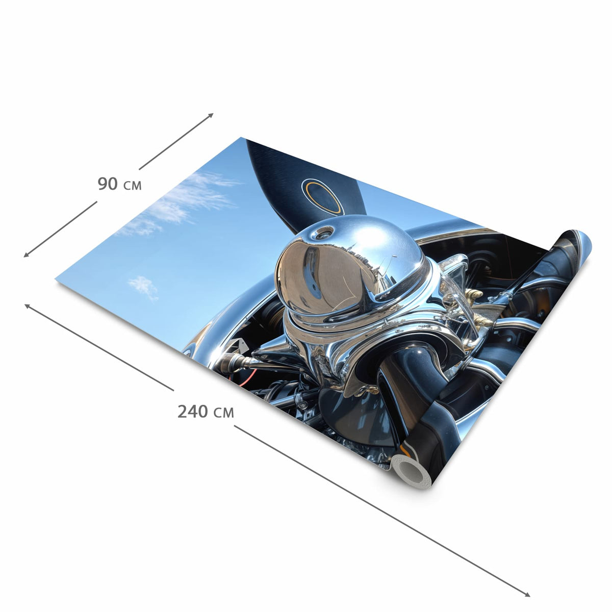 Bodenschonender Küchenteppich mit Motiv Flugzeugpropeller in der Grösse 60x270 cm