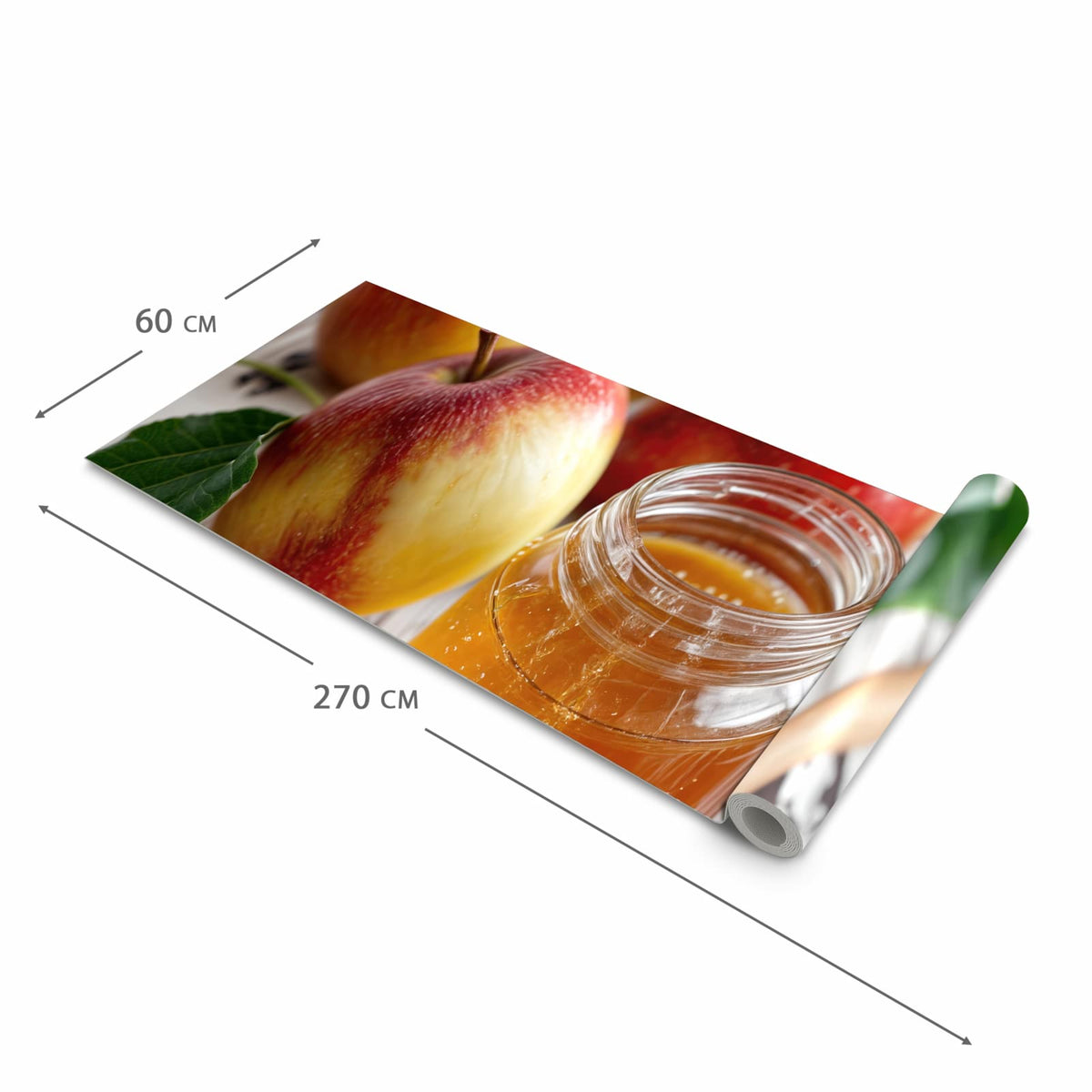 UV-beständiger Küchenteppich mit Motiv Äpfel und Honig in der Größe 60x240 cm