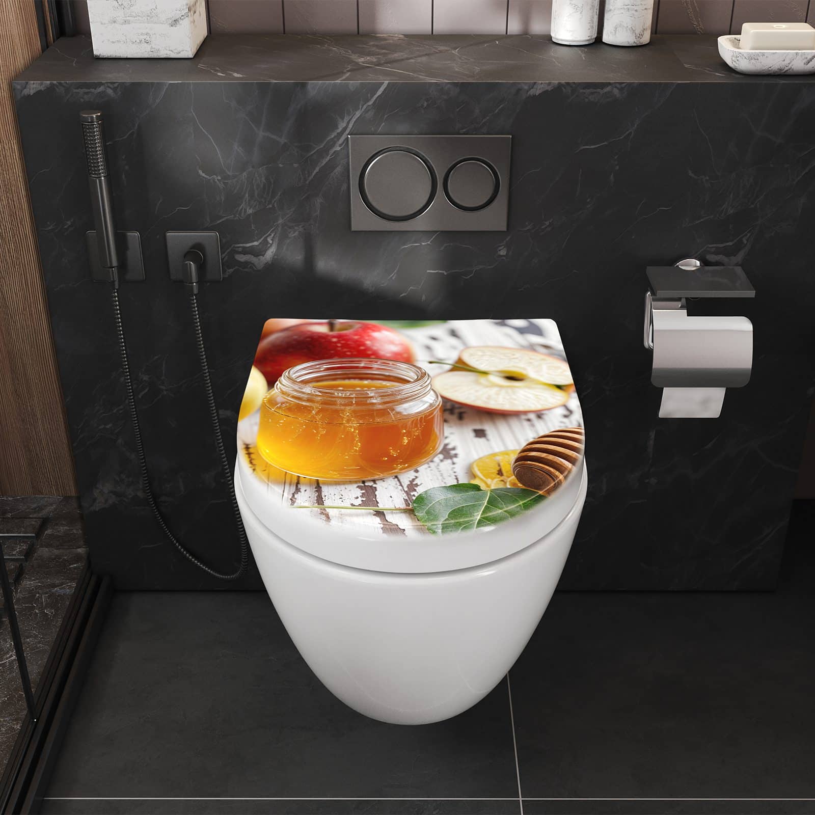 WC-Sitz mit Absenkautomatik Äpfel und Honig