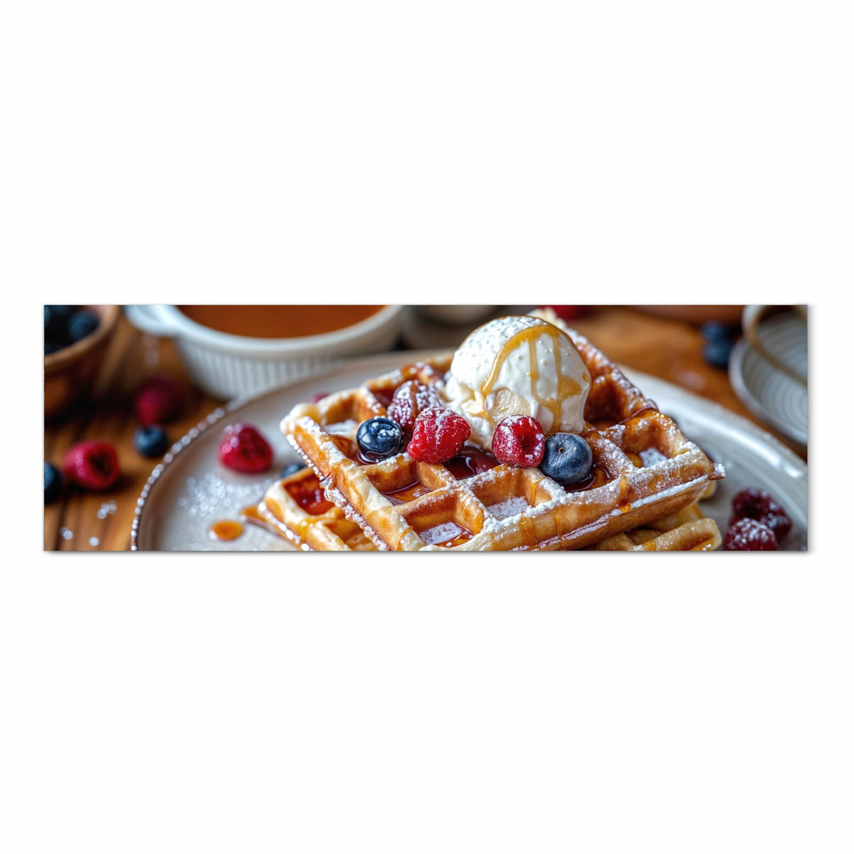 Waschbarer rutschfester Küchenteppich mit Motiv Belgische Waffeln in Frontansicht