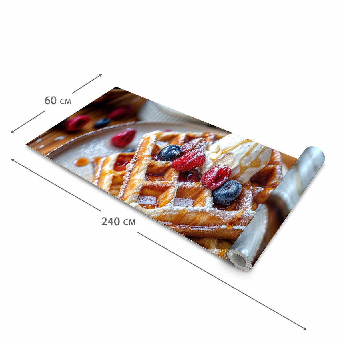 Fleckenresistenter Küchenteppich mit Motiv Belgische Waffeln in der Grösse 60x150 cm, waschbar