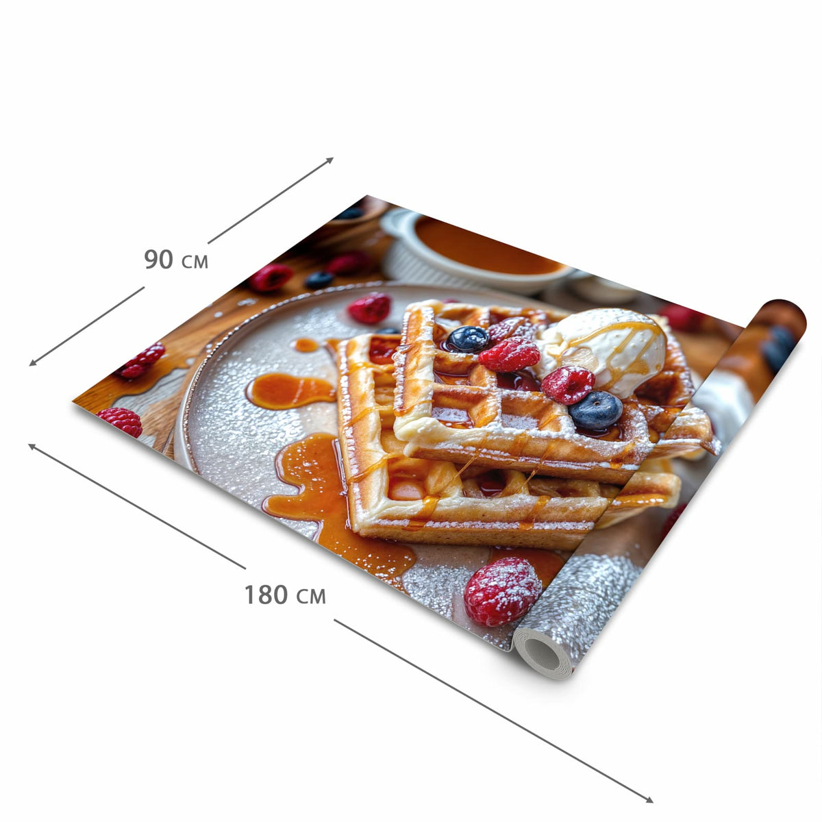 Rutschfester Küchenläufer mit Motiv Belgische Waffeln in der Grösse 60x180 cm