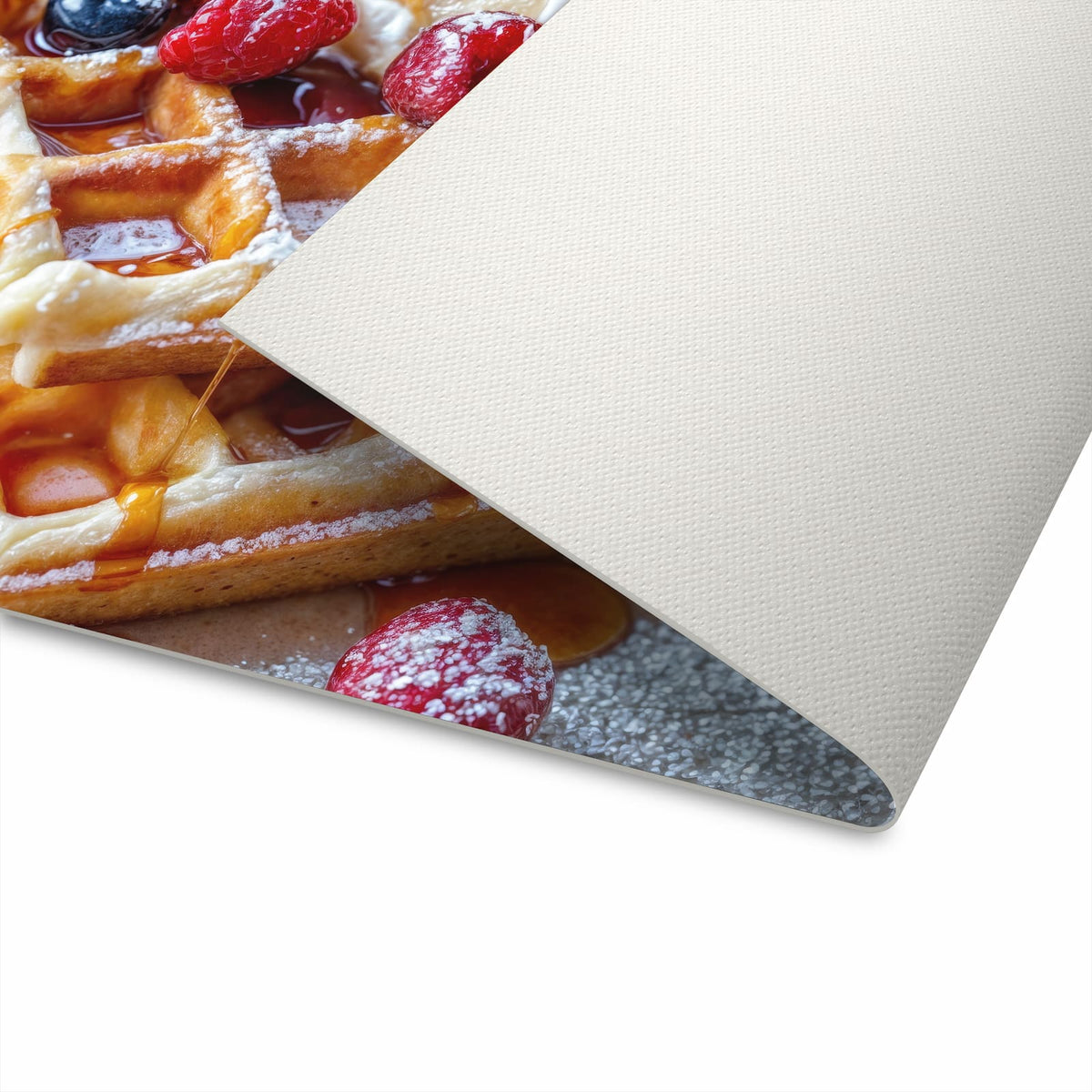 Langlebiger Küchenläufer mit Motiv Belgische Waffeln in moderner Küche