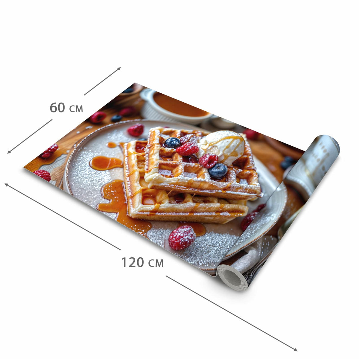 UV-beständiger Küchenteppich mit Motiv Belgische Waffeln in der Grösse 60x150 cm