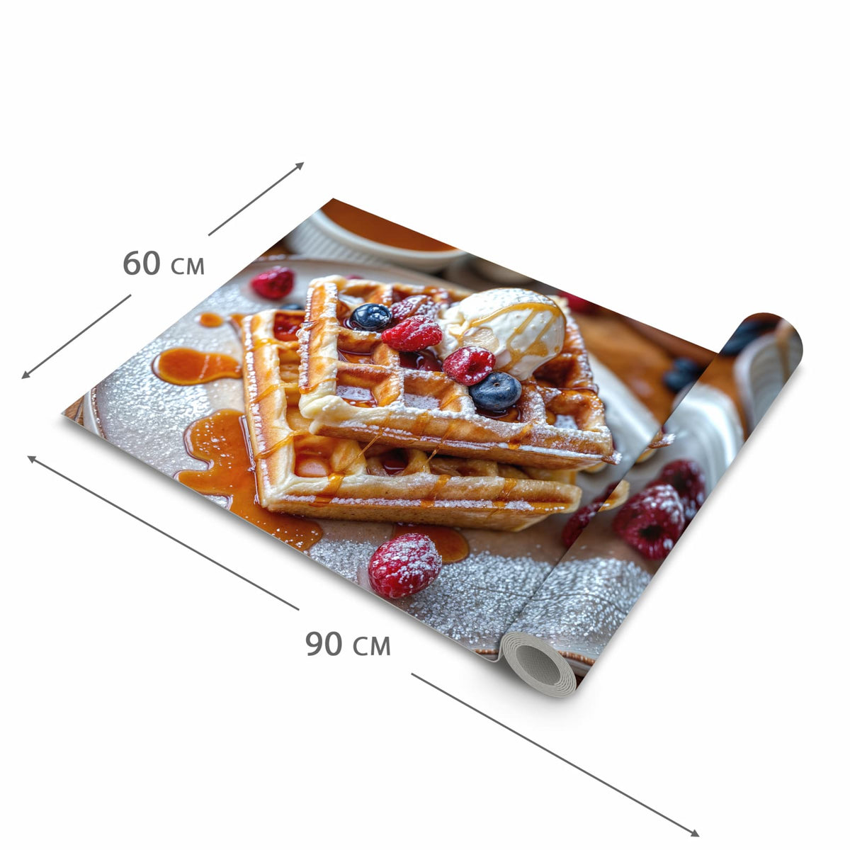 Langlebiger rutschfester Küchenteppich mit Motiv Belgische Waffeln in der Grösse 60x150 cm