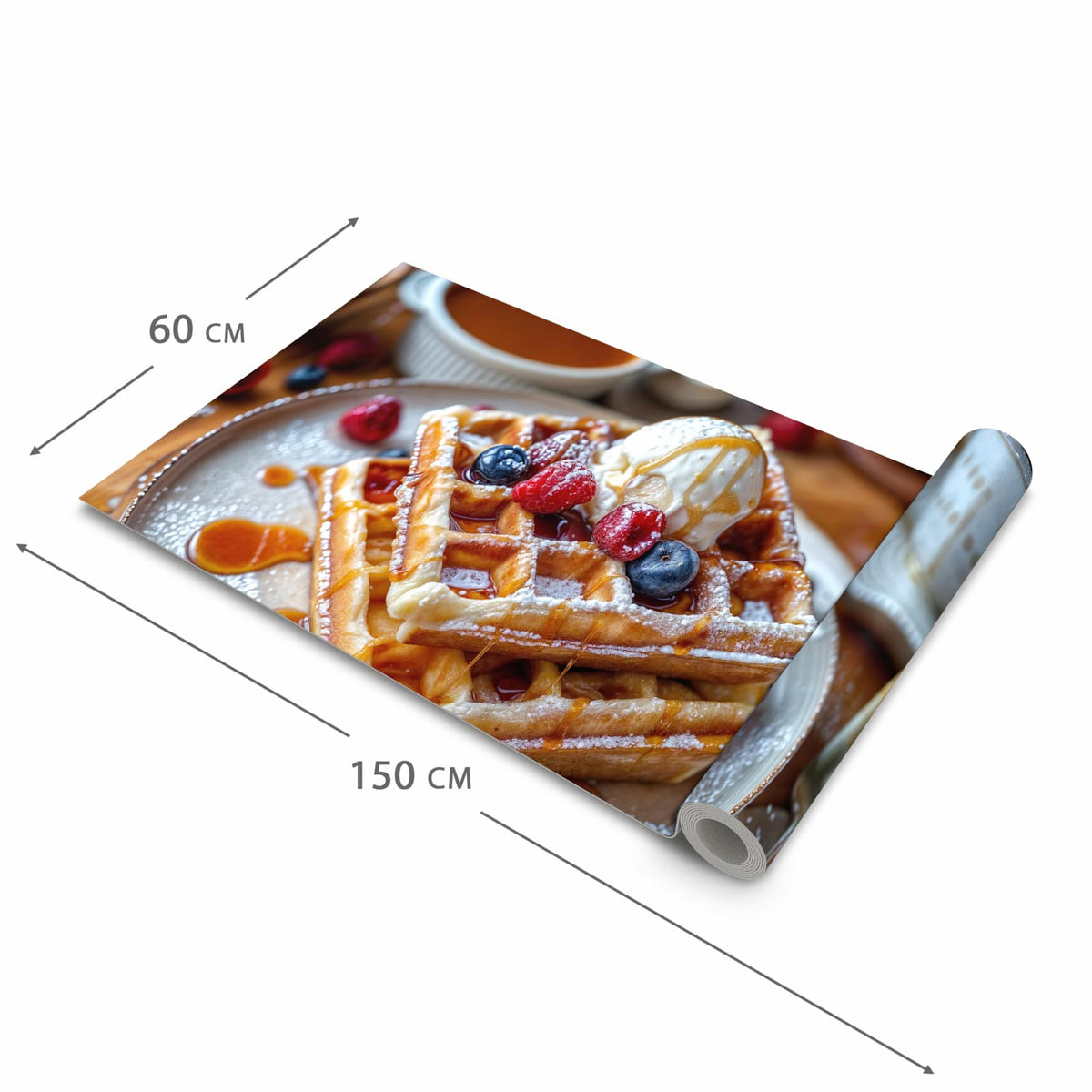 Rutschfester Küchenteppich mit Motiv Belgische Waffeln in der Größe 60x150 cm für Trittkomfort
