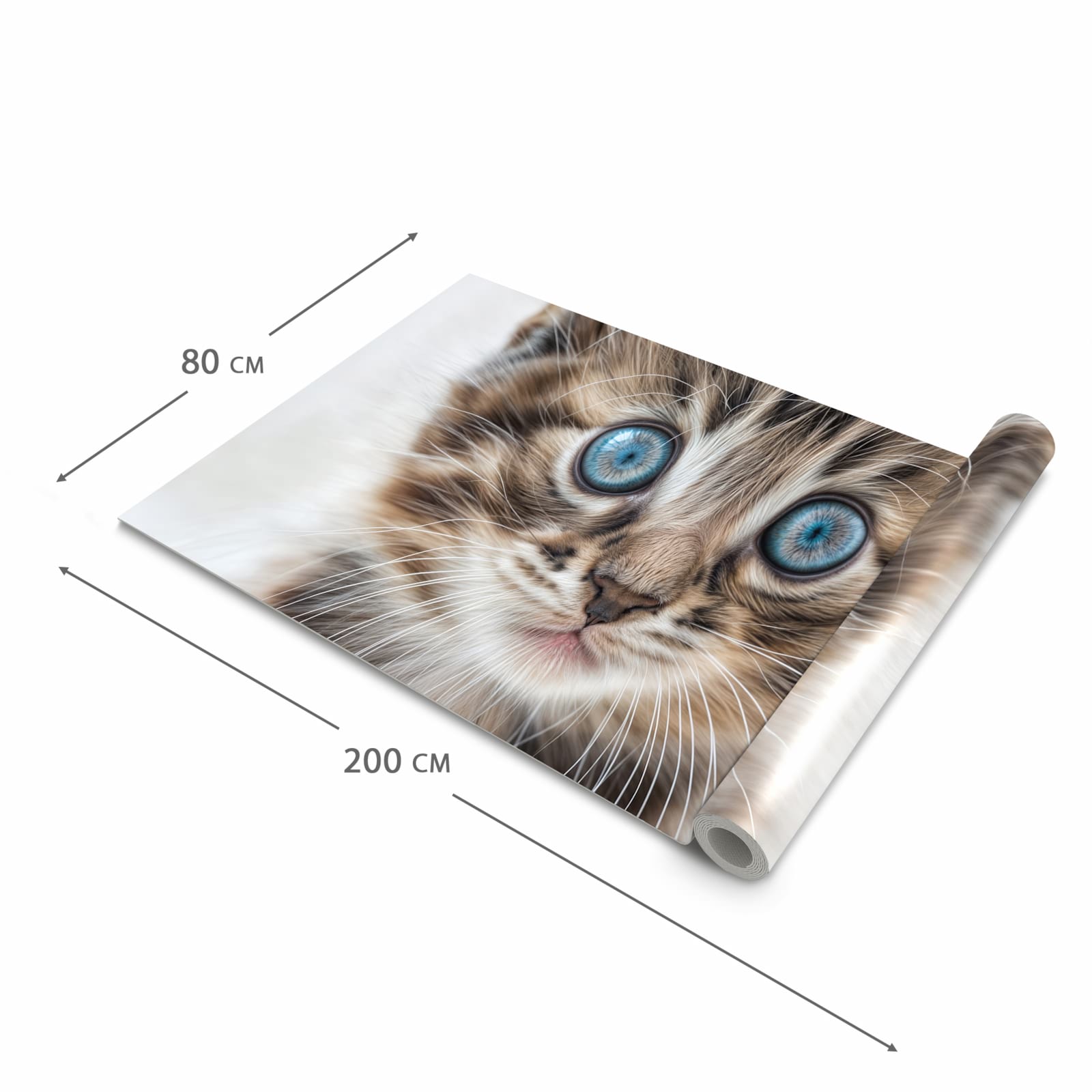 Farbbeständiger waschbarer Teppich Esstisch mit Motiv Blaue Augen Kätzchen in der Grösse 60x150 cm