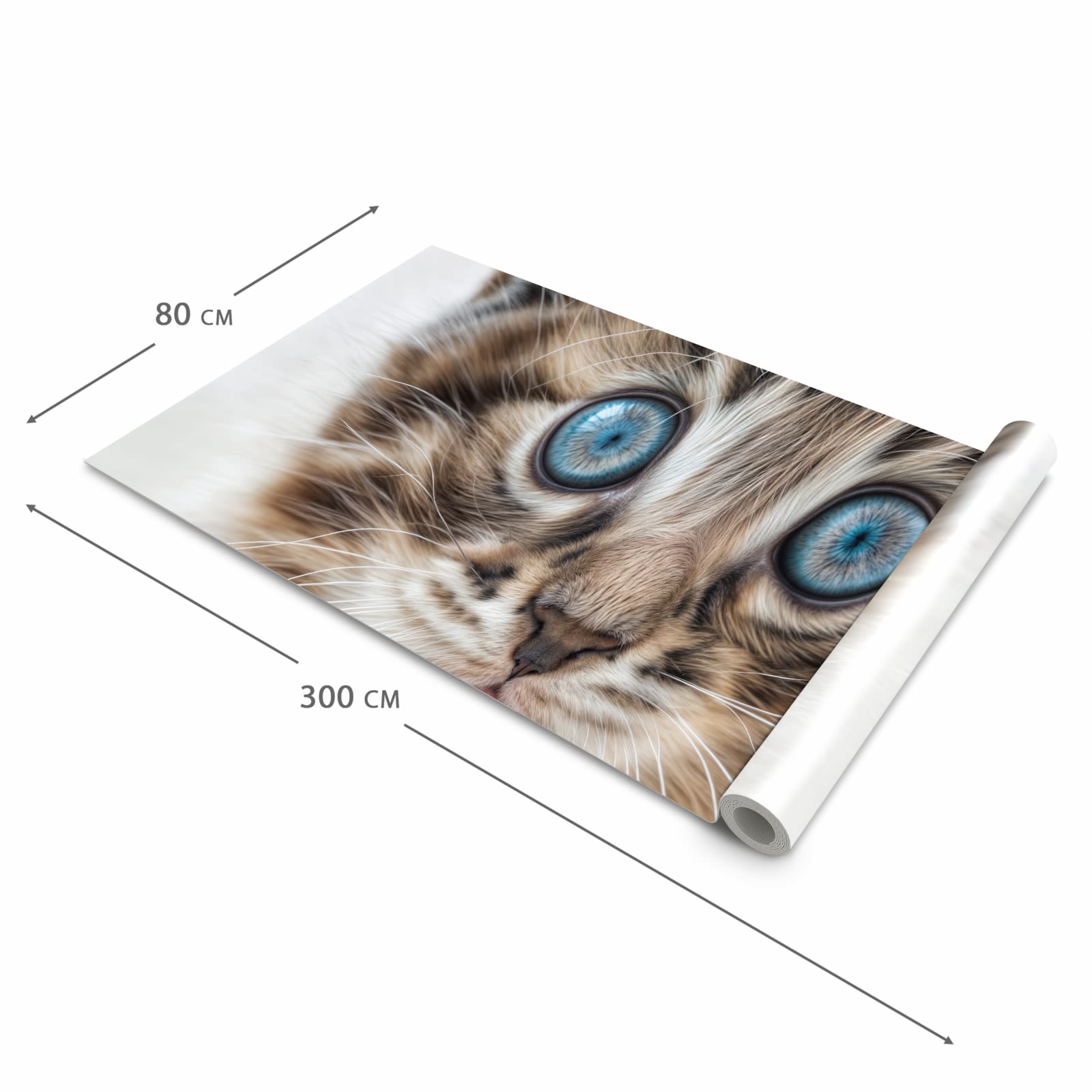 Zeitsparender Bodenläufer Teppich mit Motiv Blaue Augen Kätzchen in der Grösse 60x150 cm