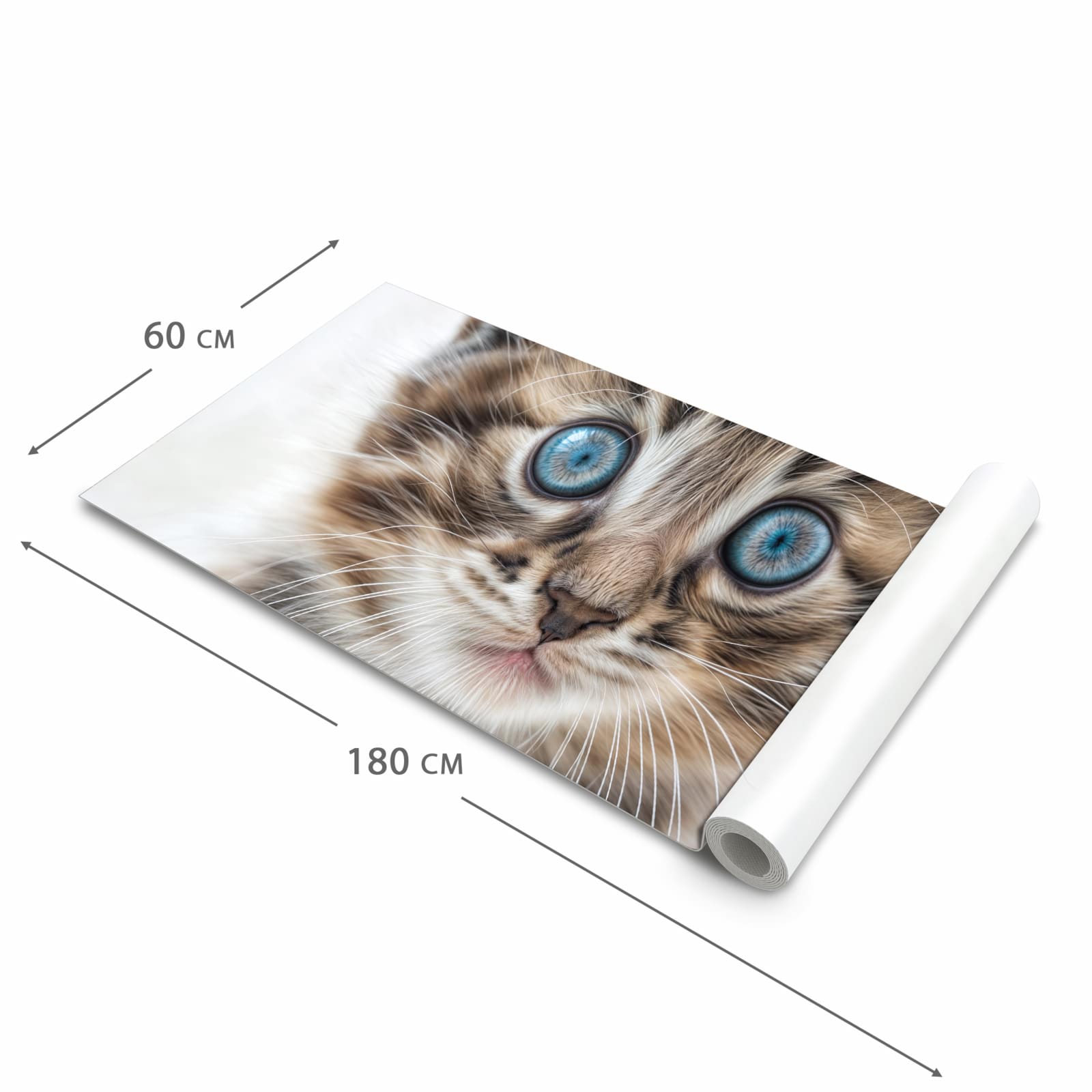 Rutschfester Läufer für Flur mit Motiv Blaue Augen Kätzchen in der Grösse 60x150 cm