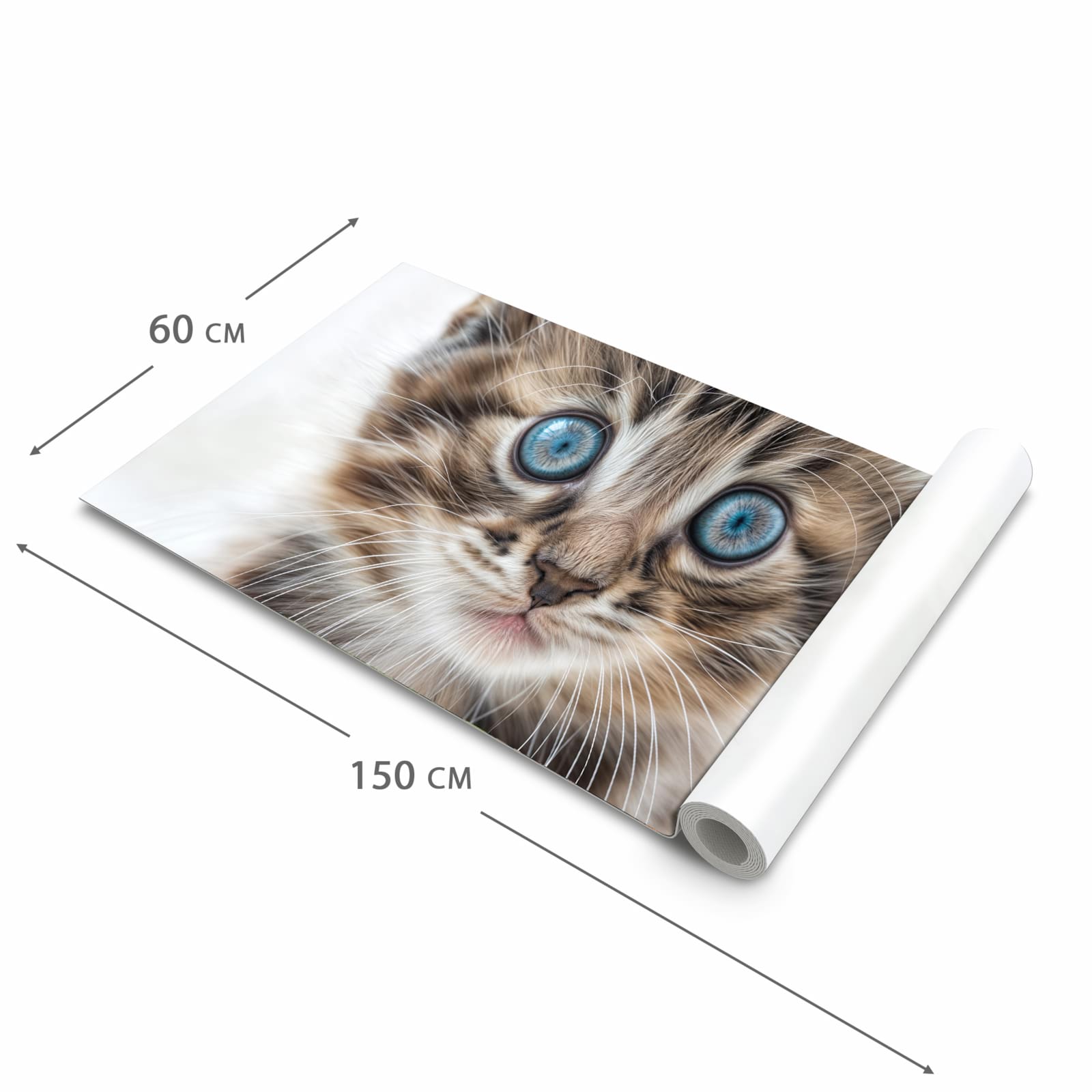 Langlebiger Läufer Eingangsbereich mit Motiv Blaue Augen Kätzchen in der Grösse 60x150 cm