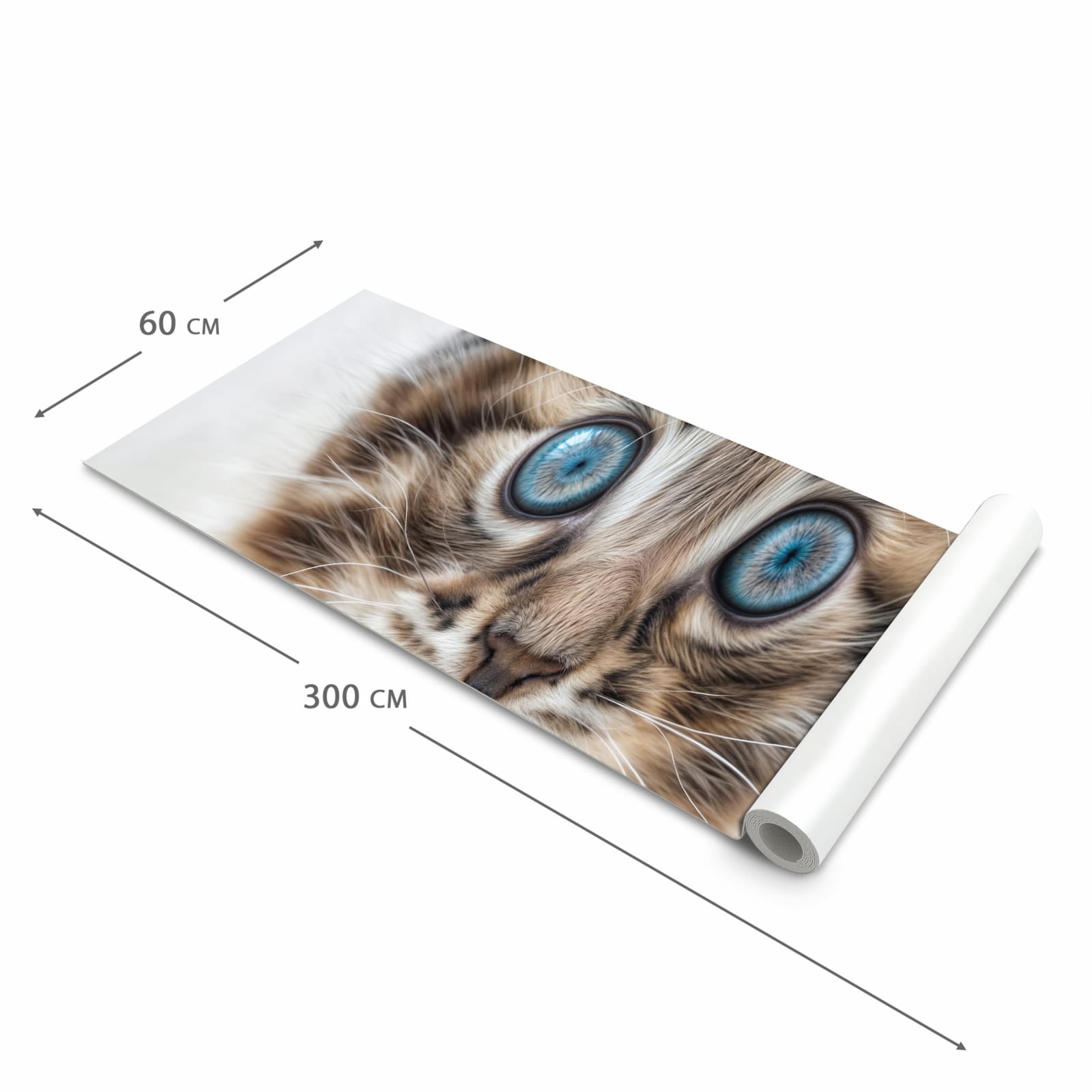 Dünner waschbarer Küchenteppich mit Motiv Blaue Augen Kätzchen in der Grösse 60x150 cm