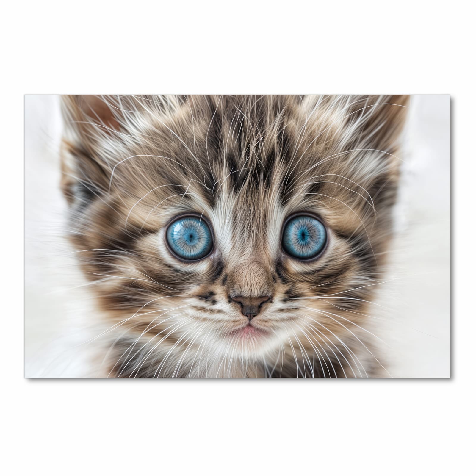 Fleckenresistenter Küchenteppich mit Motiv Blaue Augen Kätzchen in Frontansicht