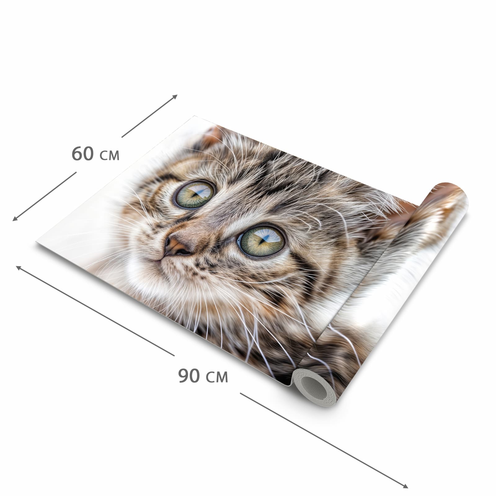 Pflegeleichter Küchenvorleger mit Motiv Katzenjunges trittin in der Größe 60x150 cm