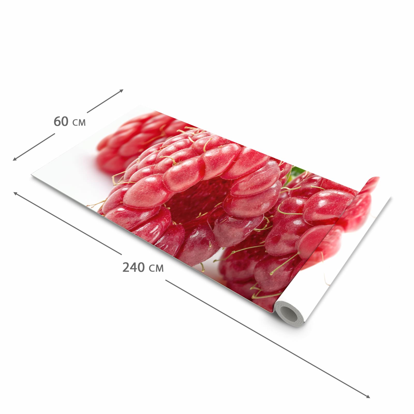 Waschbarer Küchenläufer mit Motiv Himbeeren von Frische in der Grösse 60x120 cm für Ordnung