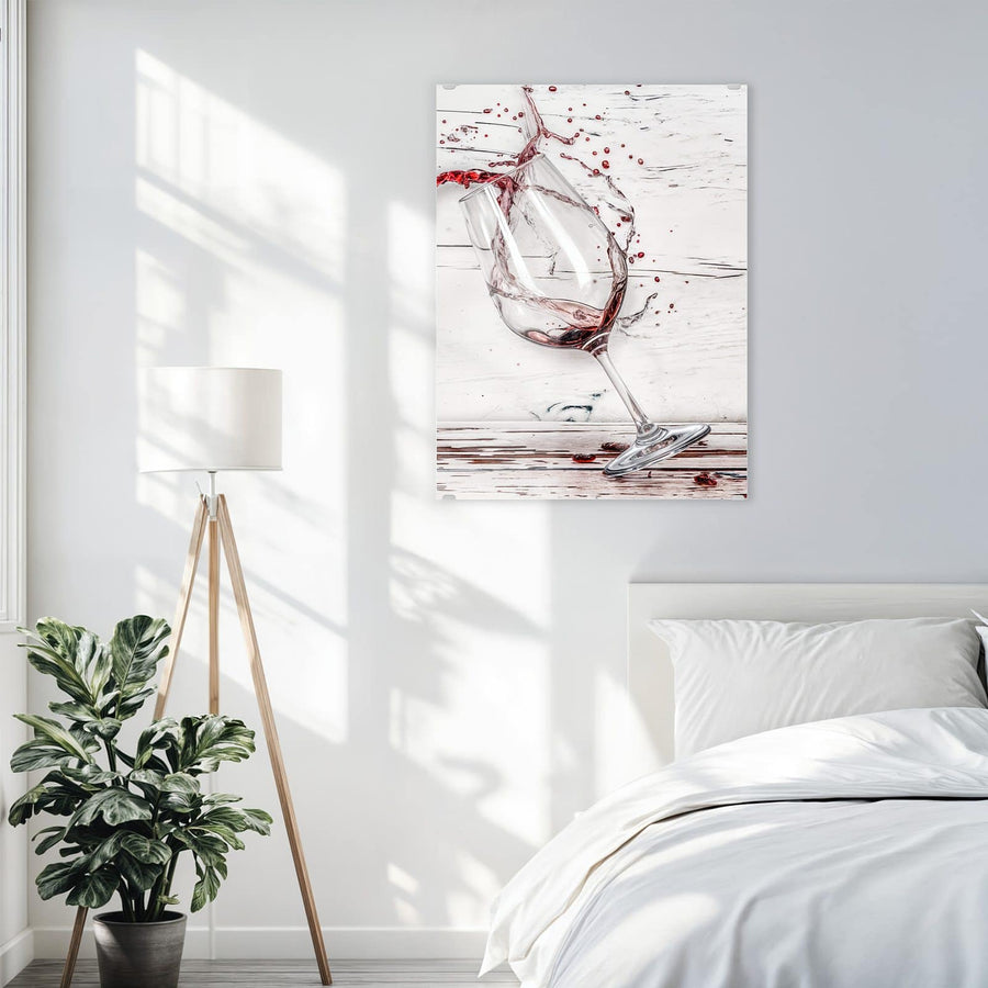 Maße Wandbild - Gekipptes Rotweinglas - Hochformat
