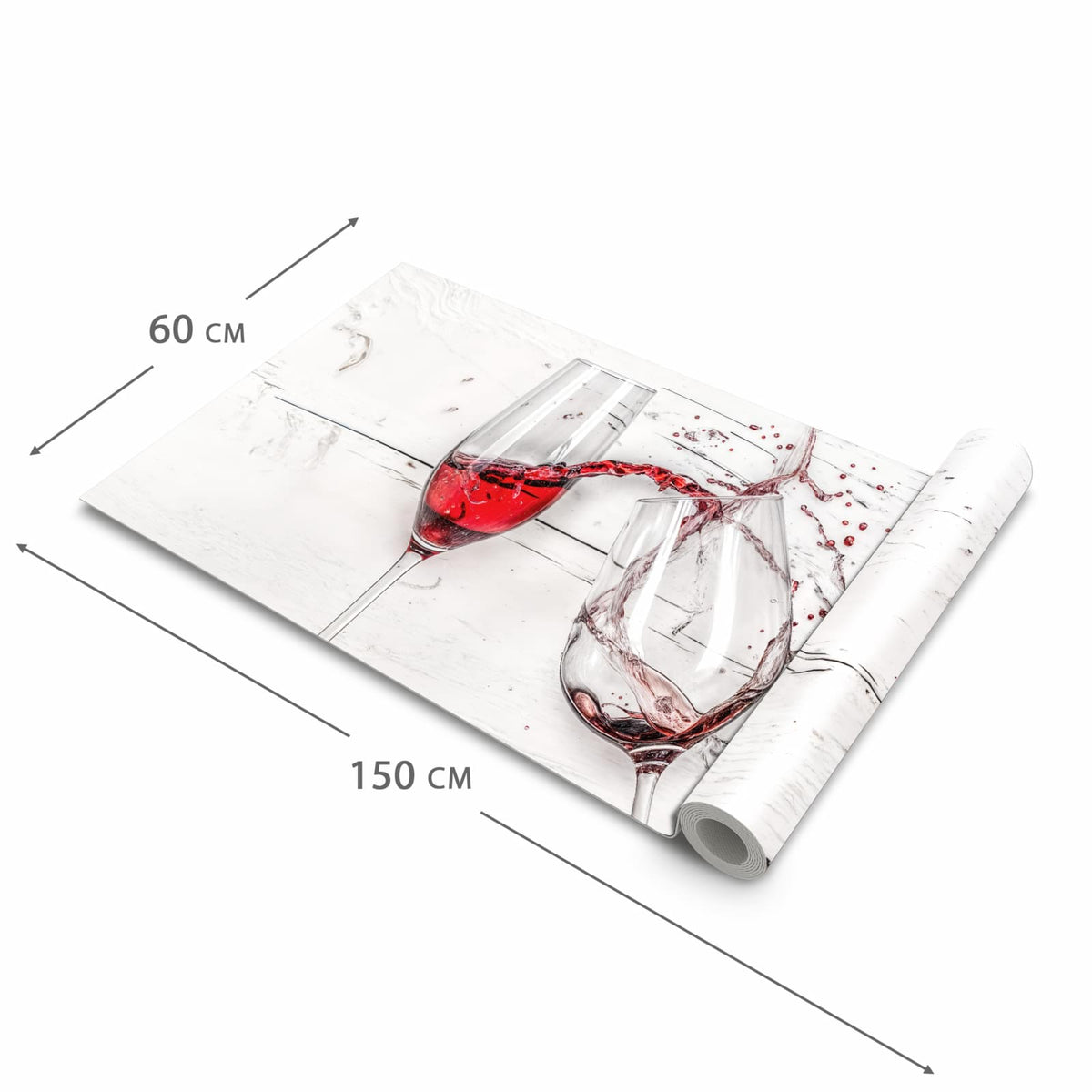 Geruchsneutraler Küchenteppich mit Motiv Rotweingläserfall in der Grösse 60x120 cm zum Waschen