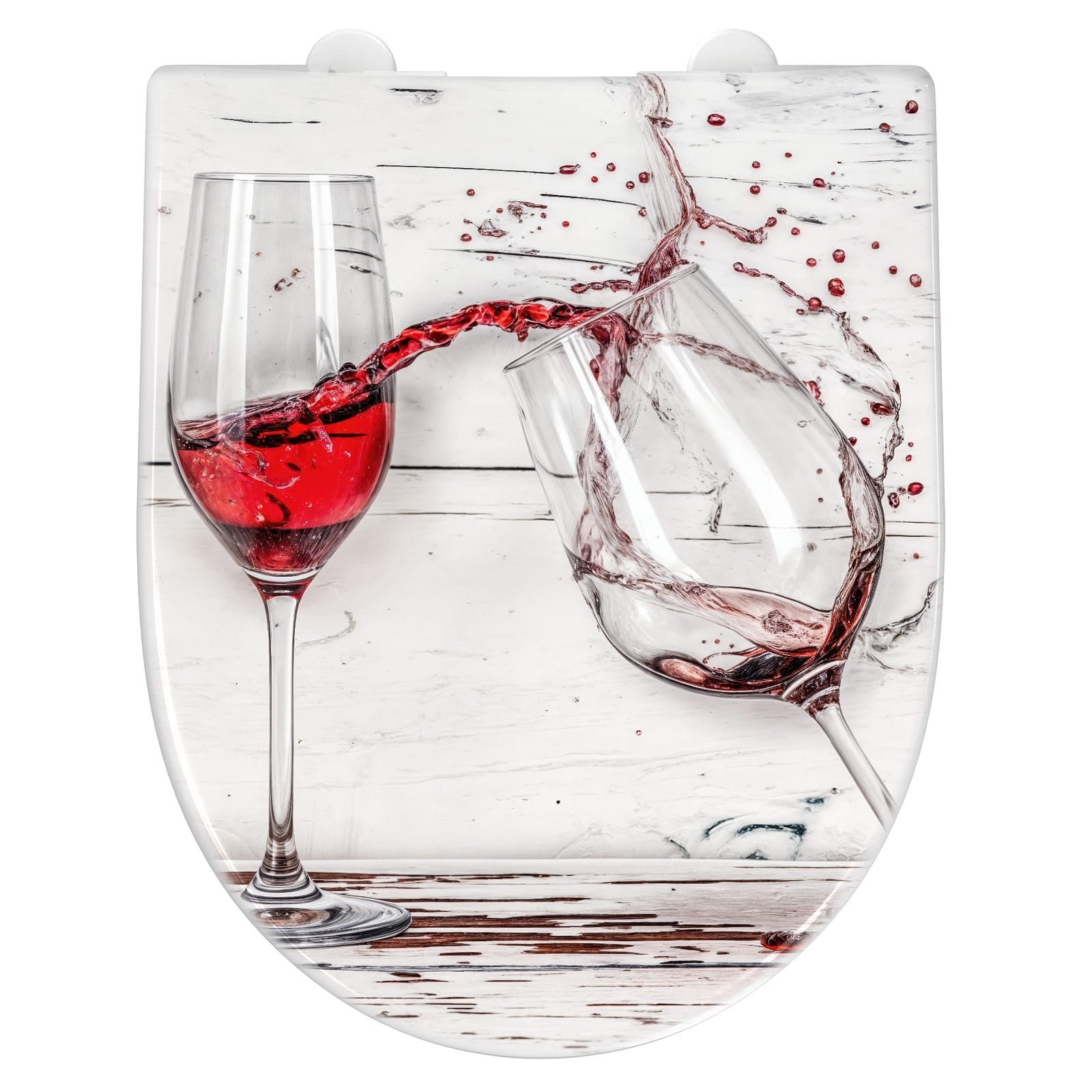 WC-Sitz mit Absenkautomatik Rotweingläserfall