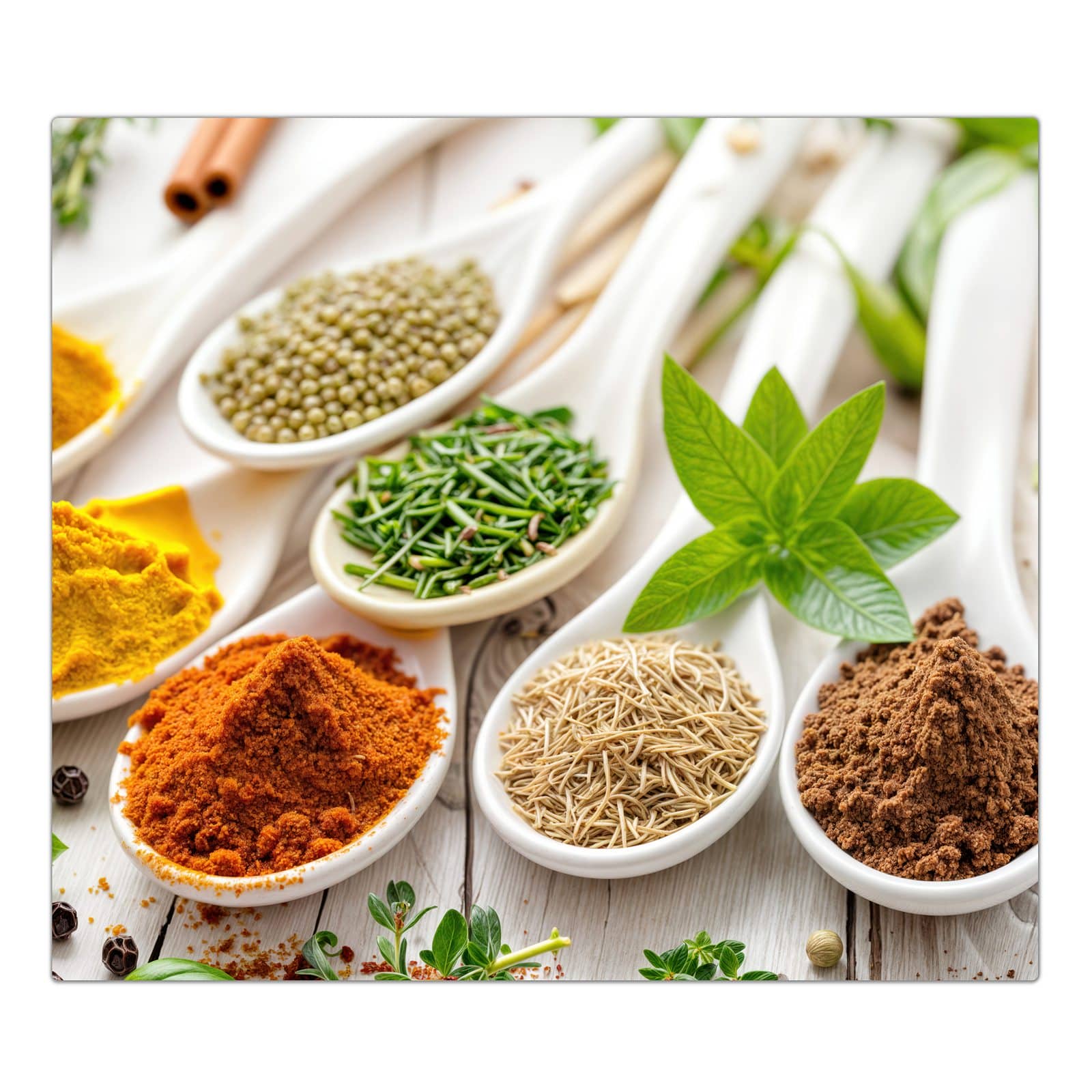 1-teilige Herd Schutzplatte mit Gewürzvielfalt-Motiv in der Frontansicht #grösse_1-Teilig (60x52cm)