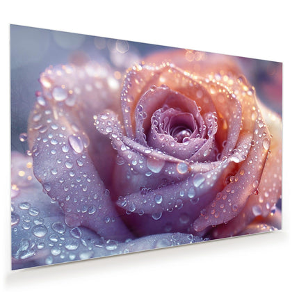 Wandbild mit dem Motiv Lila Rose im Tau