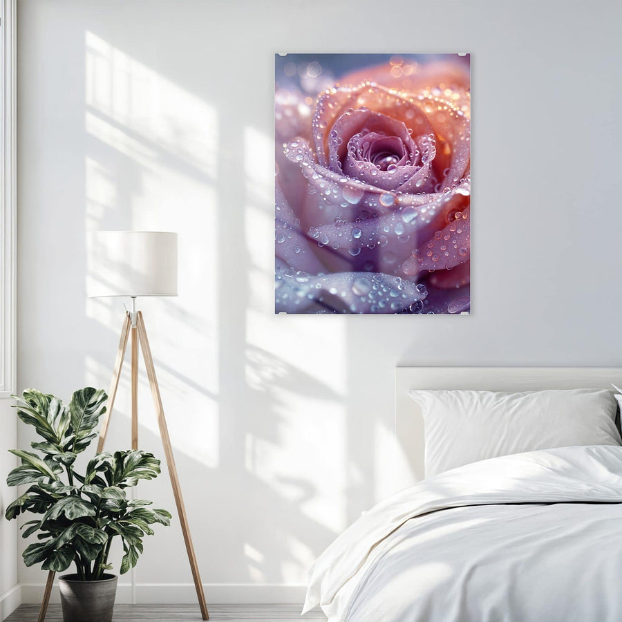 Maße Wandbild - Lila Rose im Tau - Hochformat