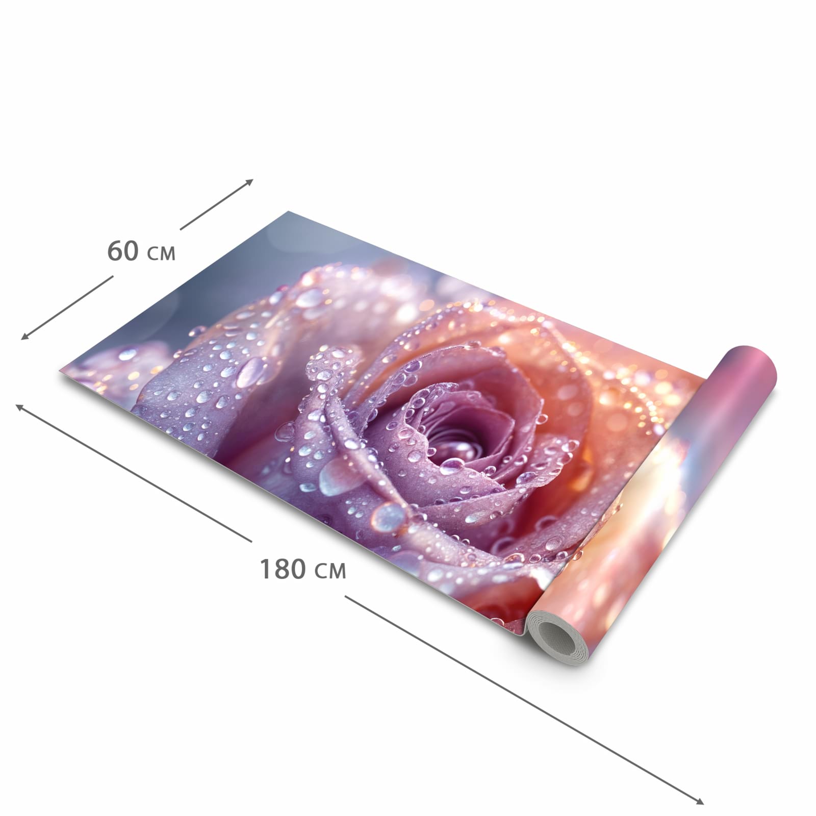 Langlebiger dünner Küchenteppich mit Motiv Nasser Blumenglanz in der Grösse 90x240 cm