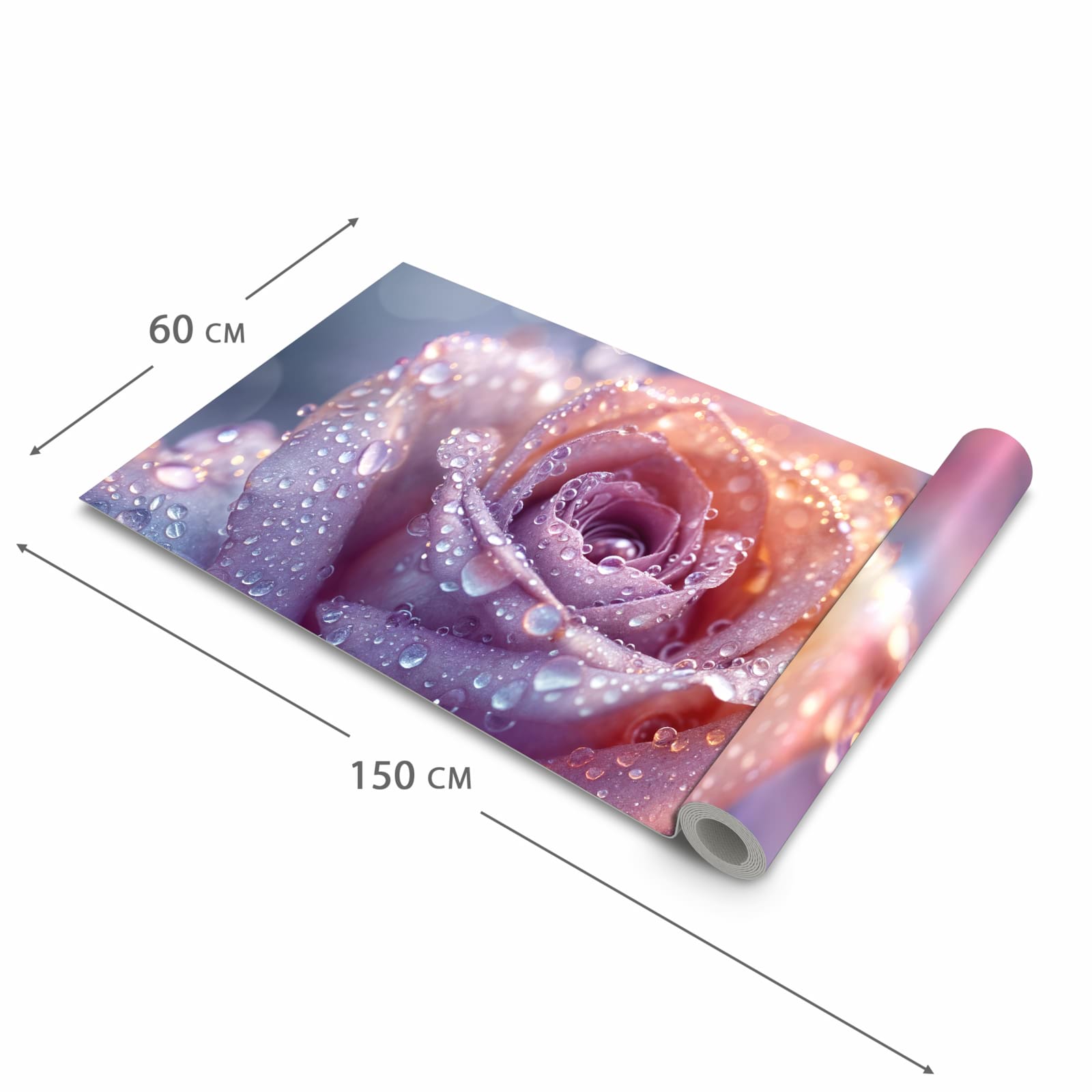 Geruchsneutraler rutschfester Läufer mit Motiv Nasser Blumenglanz in der Grösse 90x240 cm