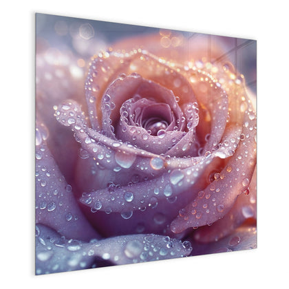 Magnettafel mit dem Motiv Lila Rose im Tau
