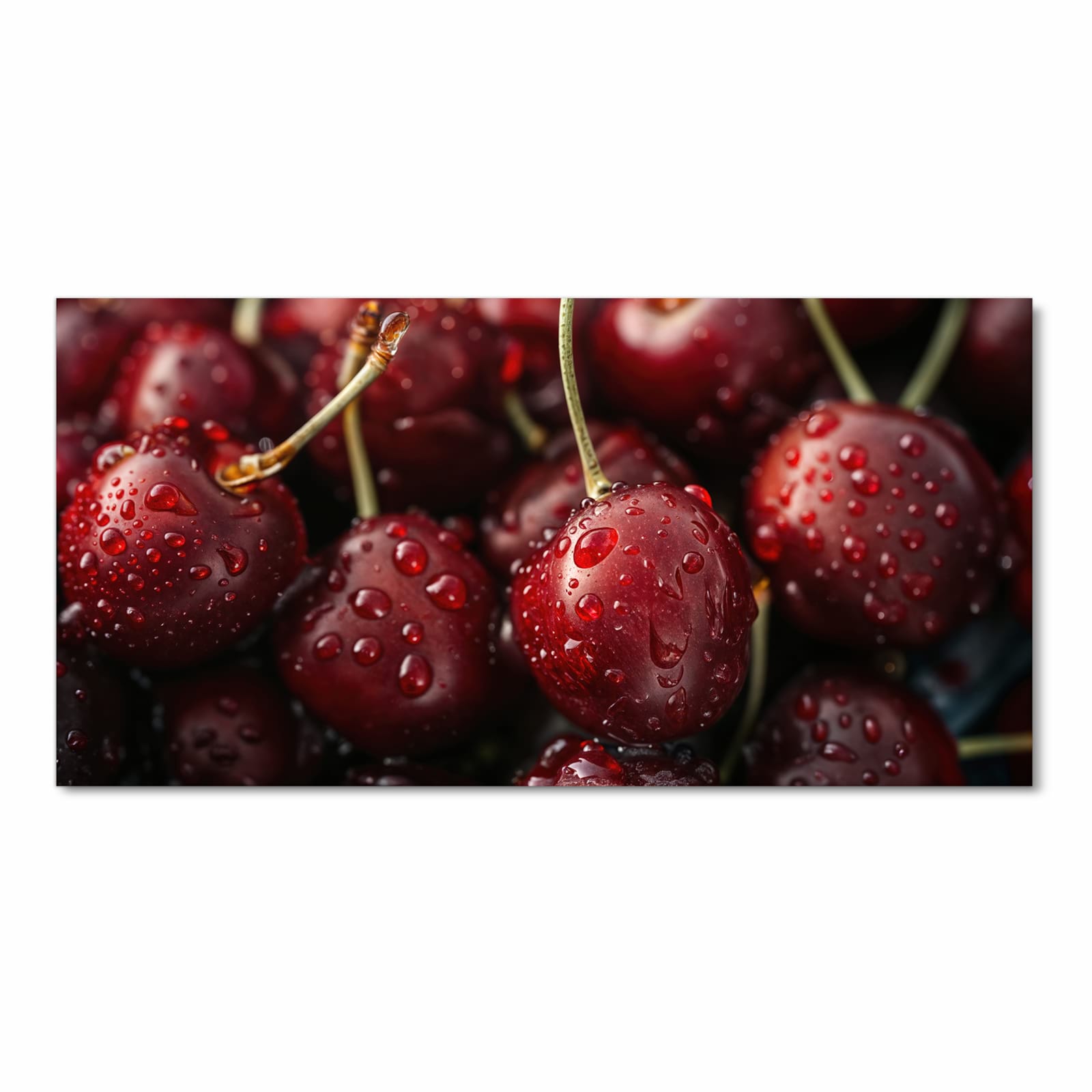 Waschbarer rutschfester Küchenläufer mit Motiv Reife Kirschen in Frontansicht