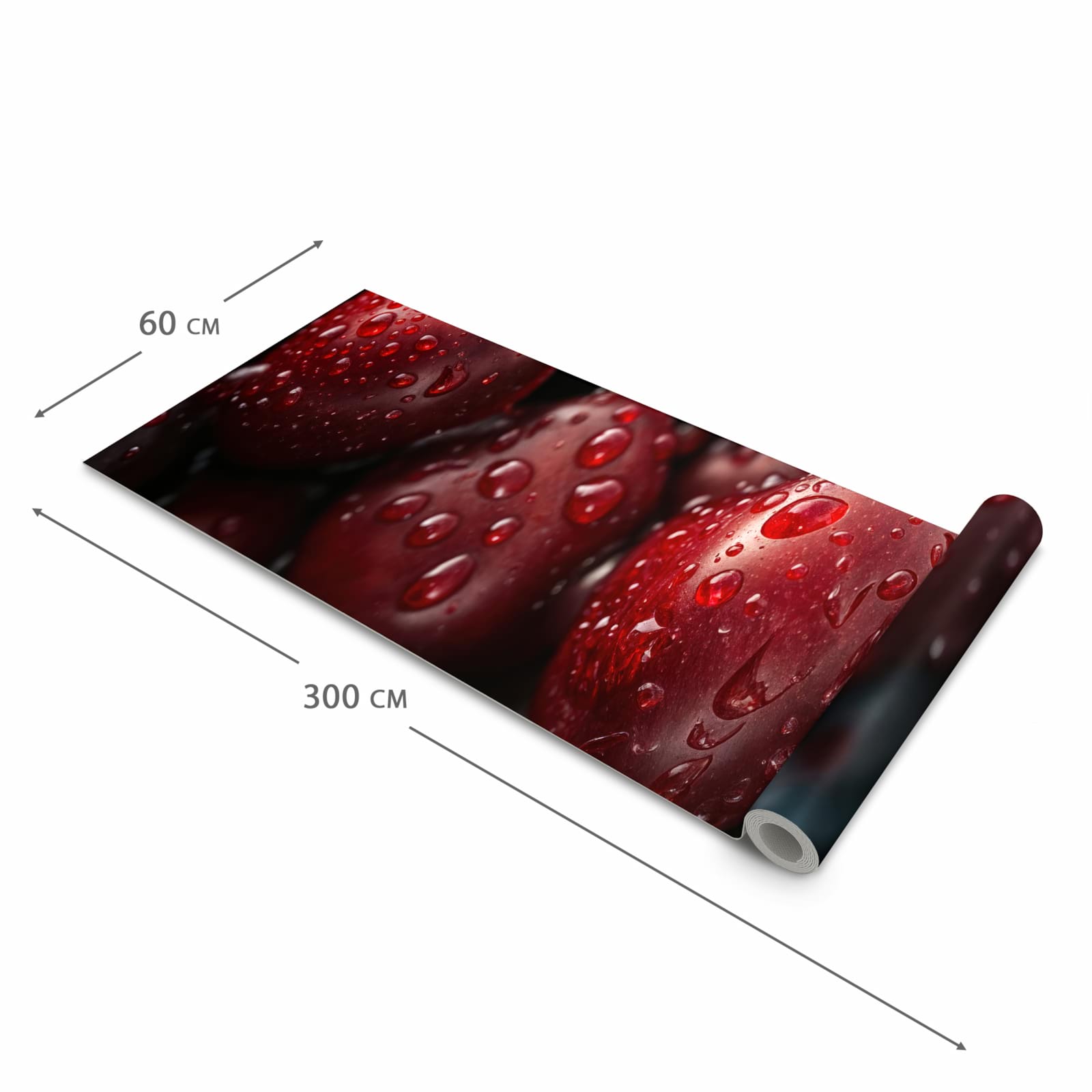 Küchenvorleger mit Motiv Reife Kirschen in der Grösse 90x180 cm für sichere Aufbewahrung