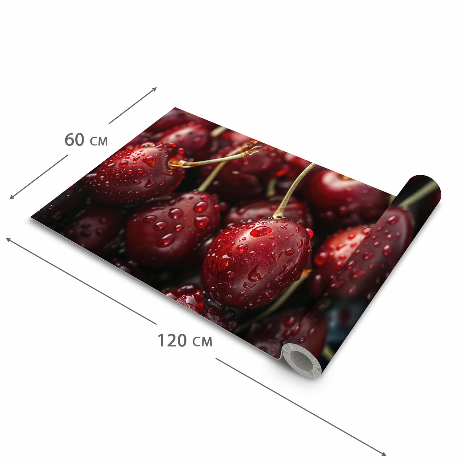 Bodenschonender Küchenteppich mit Motiv Reife Kirschen in der Grösse 90x180 cm