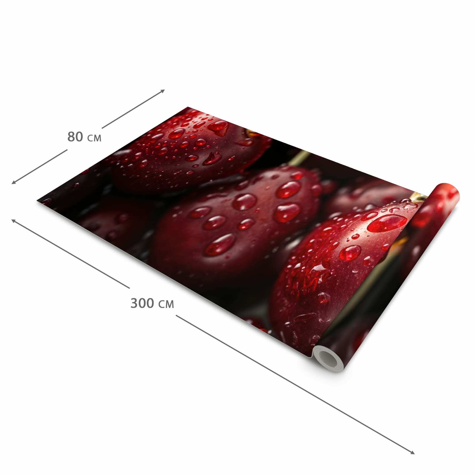 Waschbarer Küchenläufer mit Motiv Reife Kirschen in der Grösse 90x240 cm für Trittkomfort