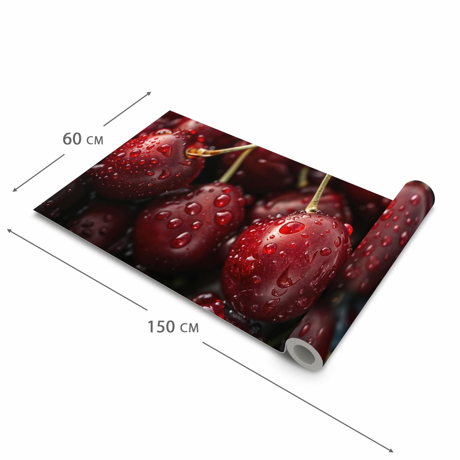 Küchenläufer mit Motiv Reife Kirschen in der Grösse 90x180 cm für Ordnung