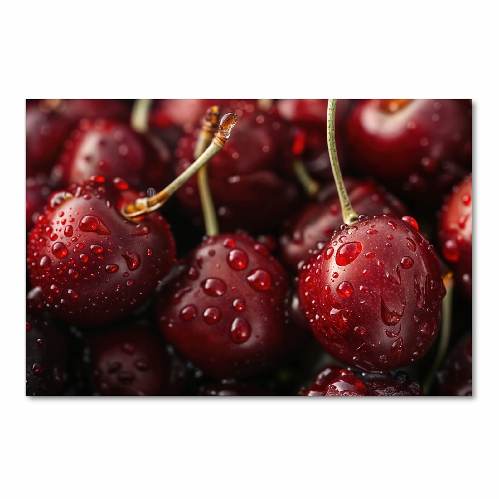 Bodenschonender abwaschbarer Küchenteppich mit Motiv Reife Kirschen in Frontansicht