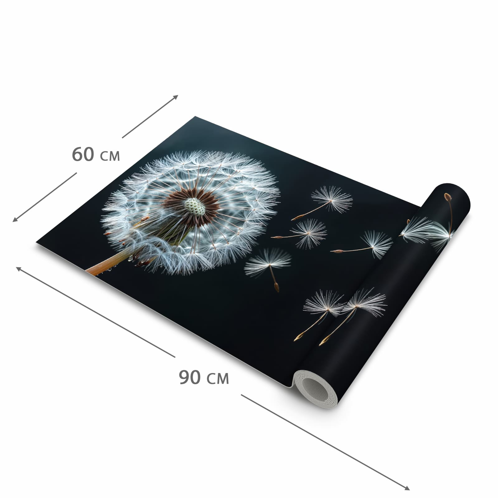 Küchenteppich mit Motiv Pusteblume bei Wind in der Grösse 90x180 cm für angenehme Haptik