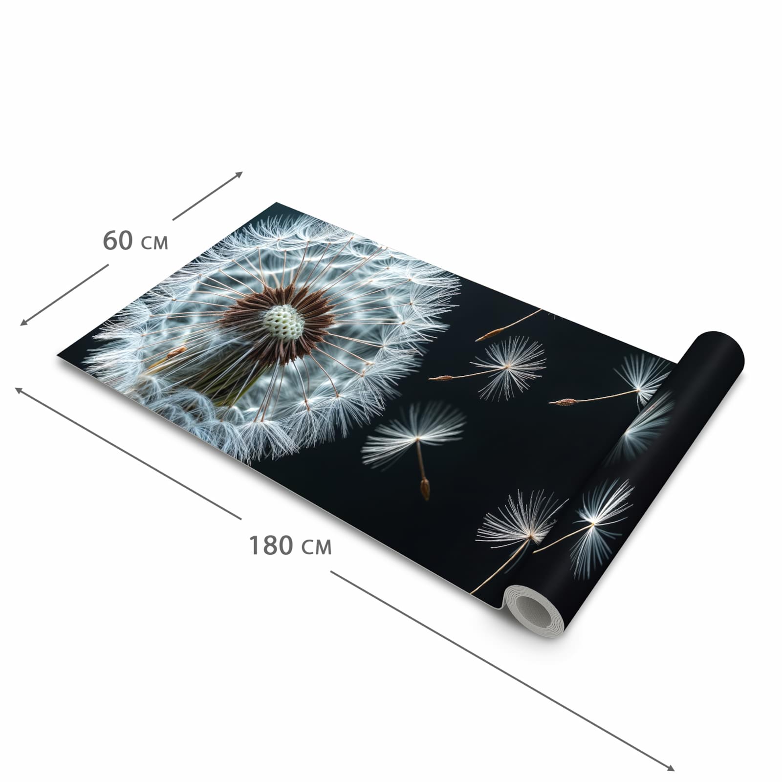 Pflegeleichter Küchenläufer mit Motiv Pusteblume bei Wind in der Grösse 90x180 cm zum Waschen